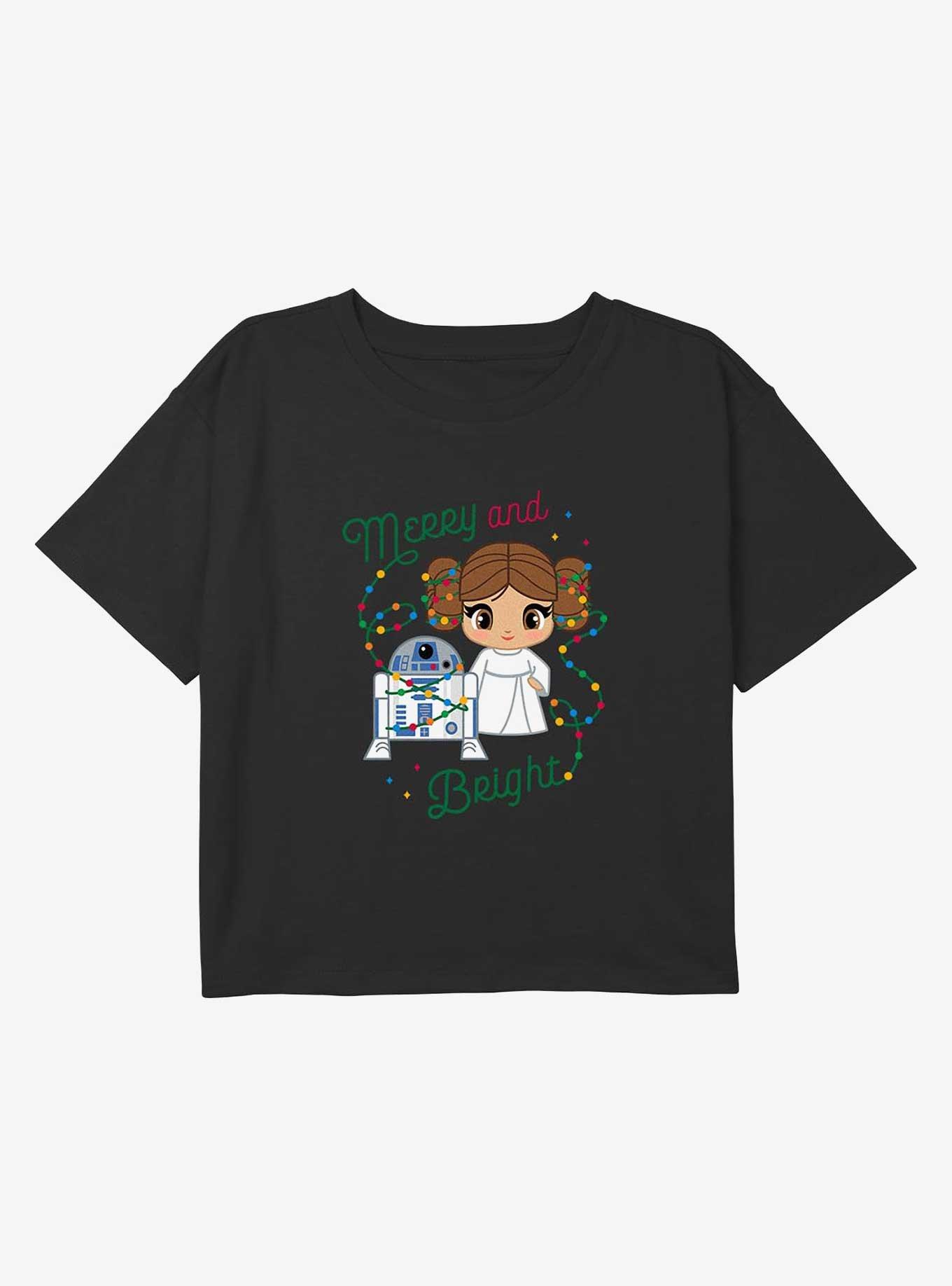 Star Wars Merry Leia And R2 Youth Girls Boxy Crop T-Shirt, , hi-res