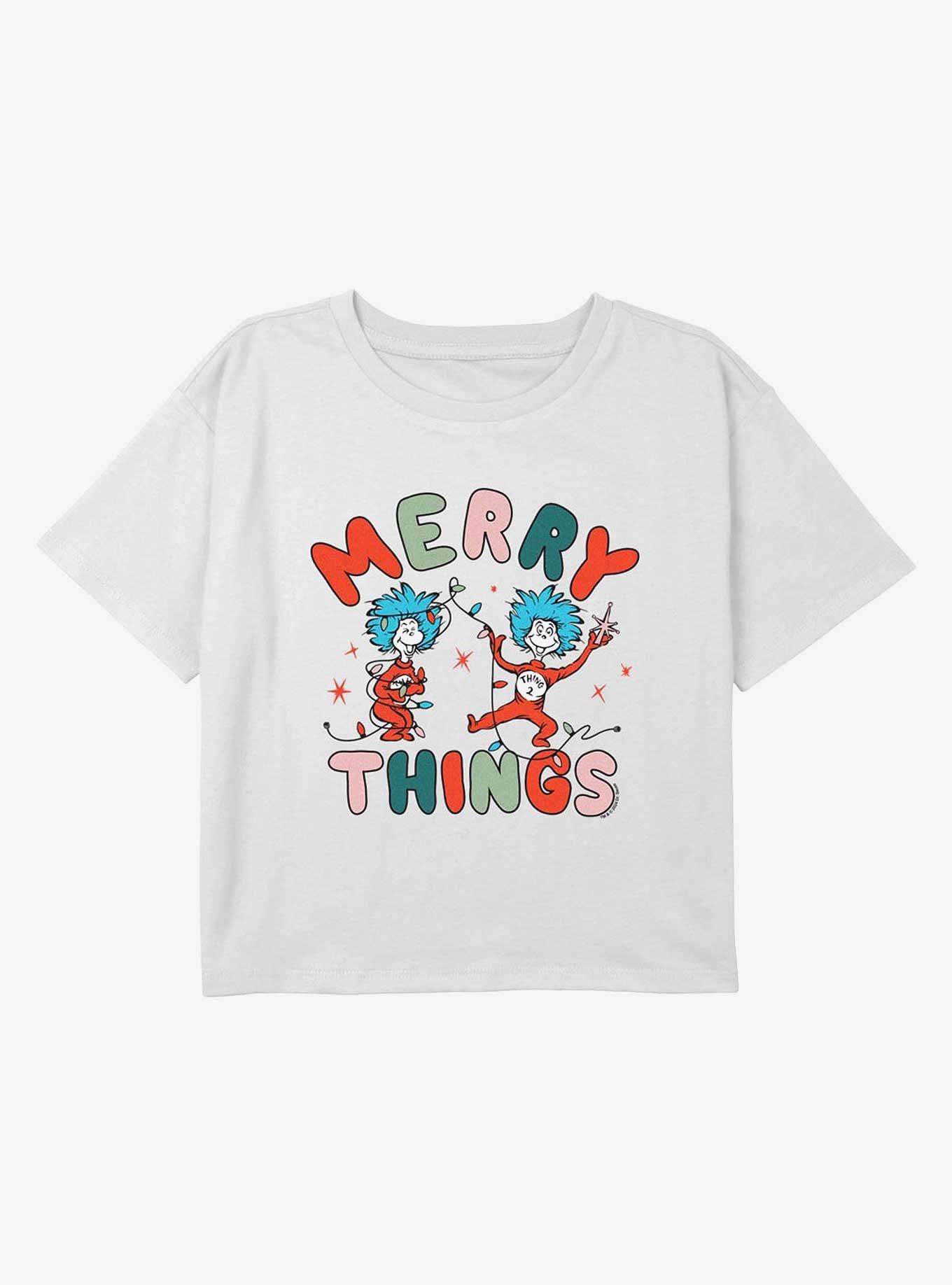 Dr Seuss Merry Things Decorate Youth Girls Boxy Crop T-Shirt, , hi-res