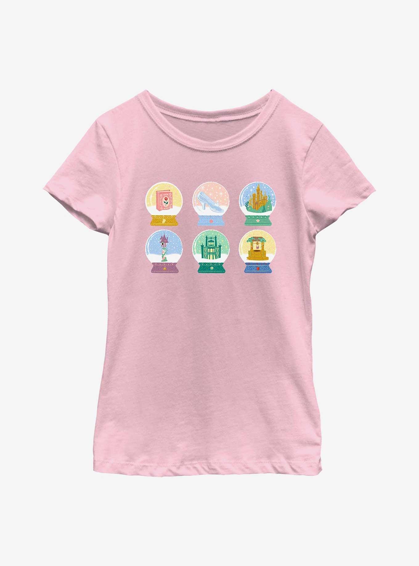 Disney Princesses Snowglobes Grid Youth Girls Boxy Crop T-Shirt, , hi-res