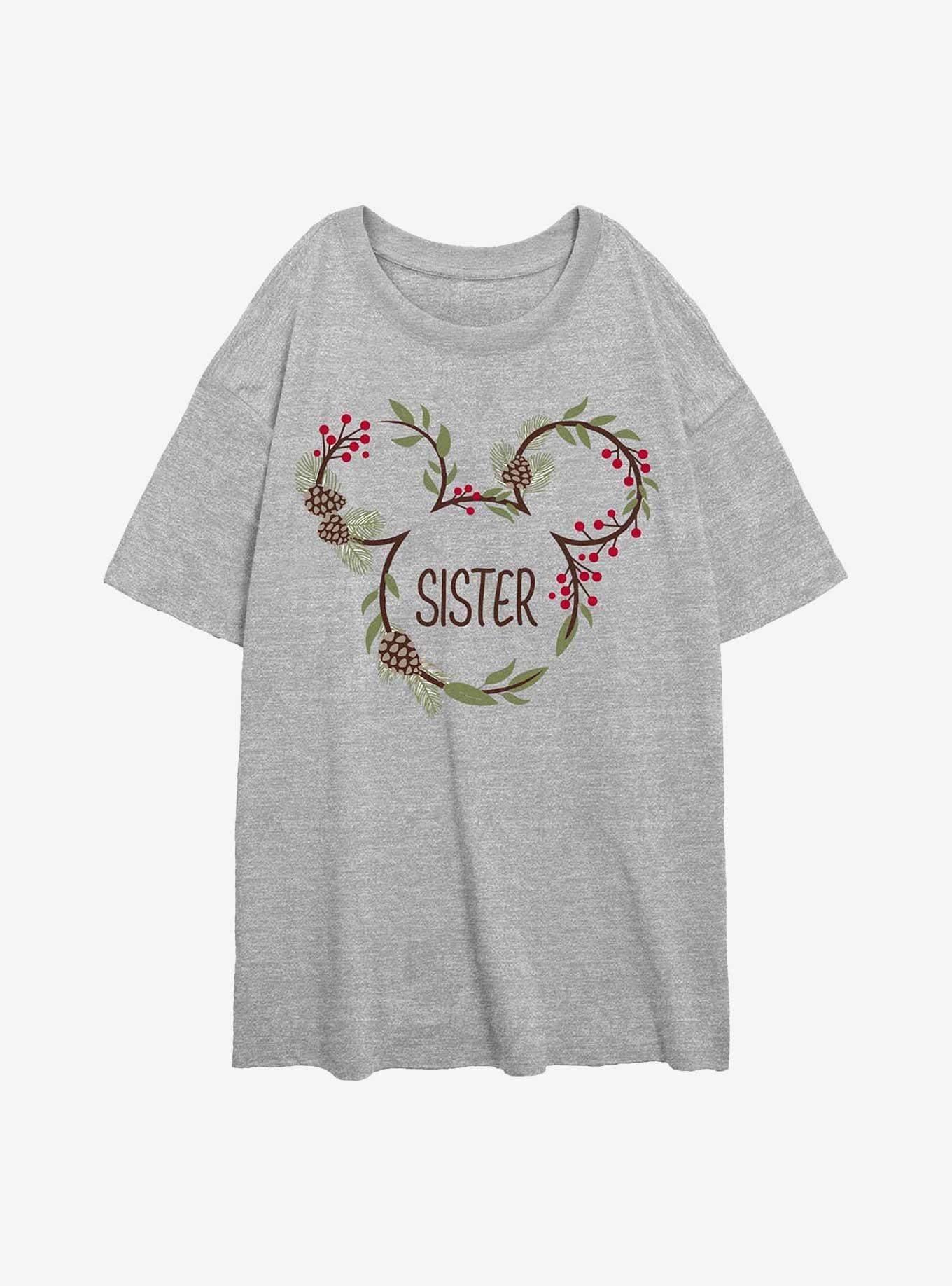Mickey Mouse Sister Xmas Ears Womens Oversized T-Shirt, ATH HTR, hi-res