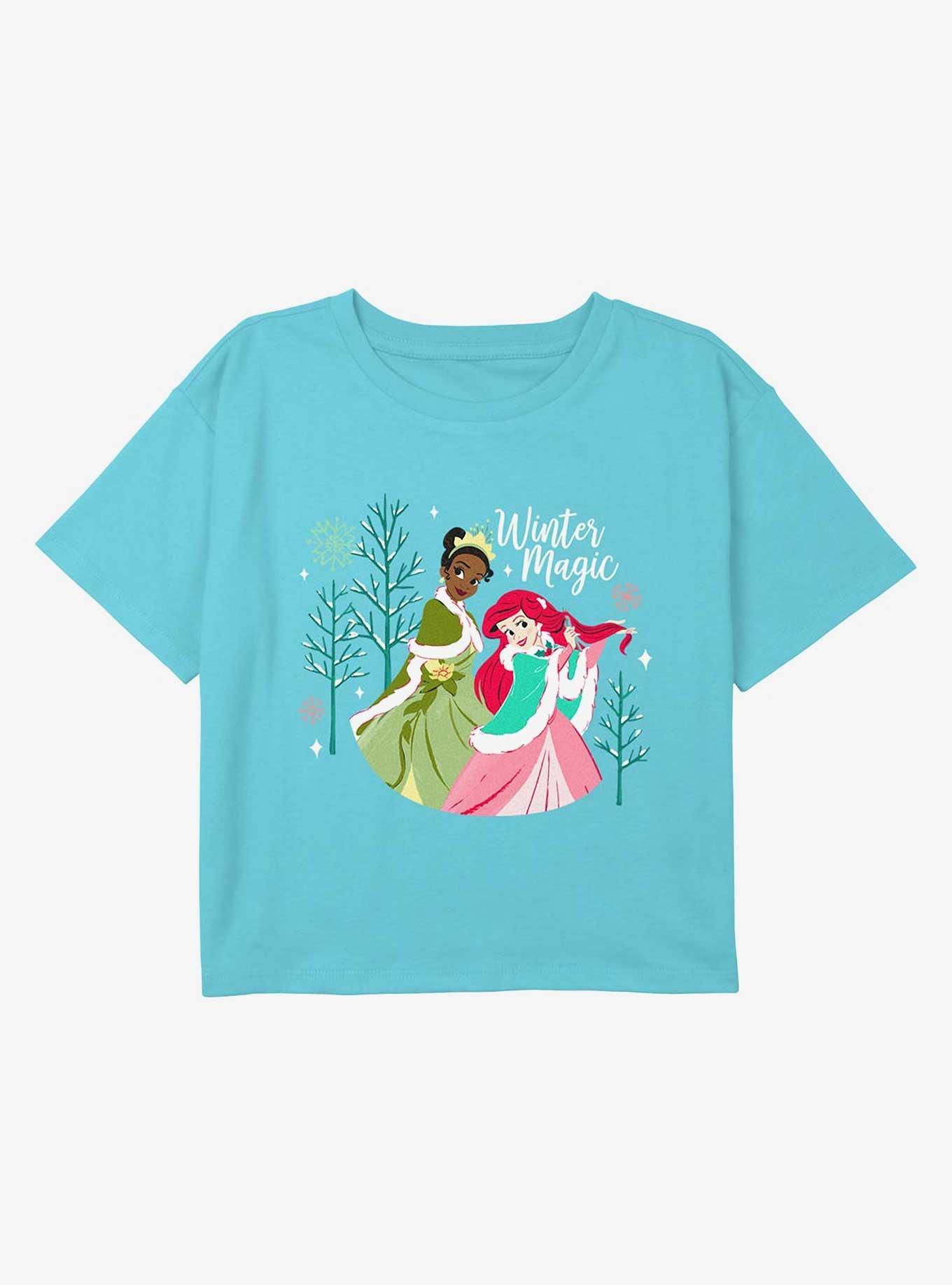 Disney Princesses Winter Magic Youth Girls Boxy Crop T-Shirt, , hi-res