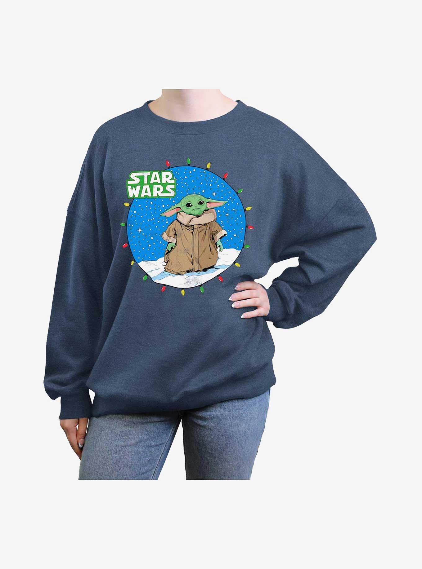 The Mandalorian Snow Baby Lights Womens Oversized Sweatshirt, , hi-res