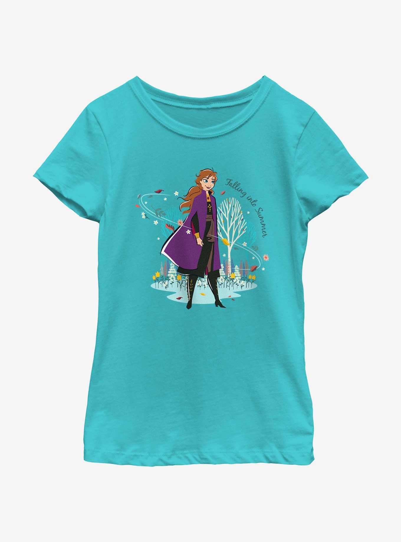 Disney Frozen 2 Falling Into Summer Youth Girls T-Shirt, TAHI BLUE, hi-res