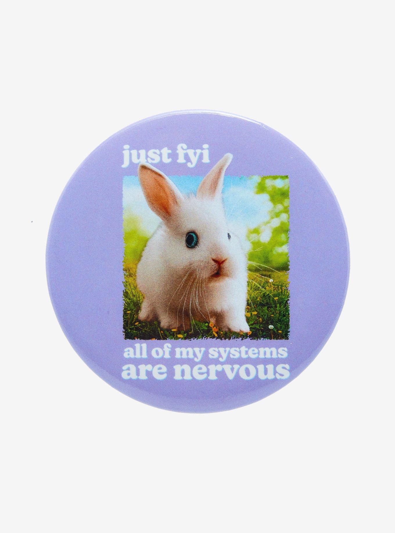 Nervous Bunny 3 Inch Button, , hi-res