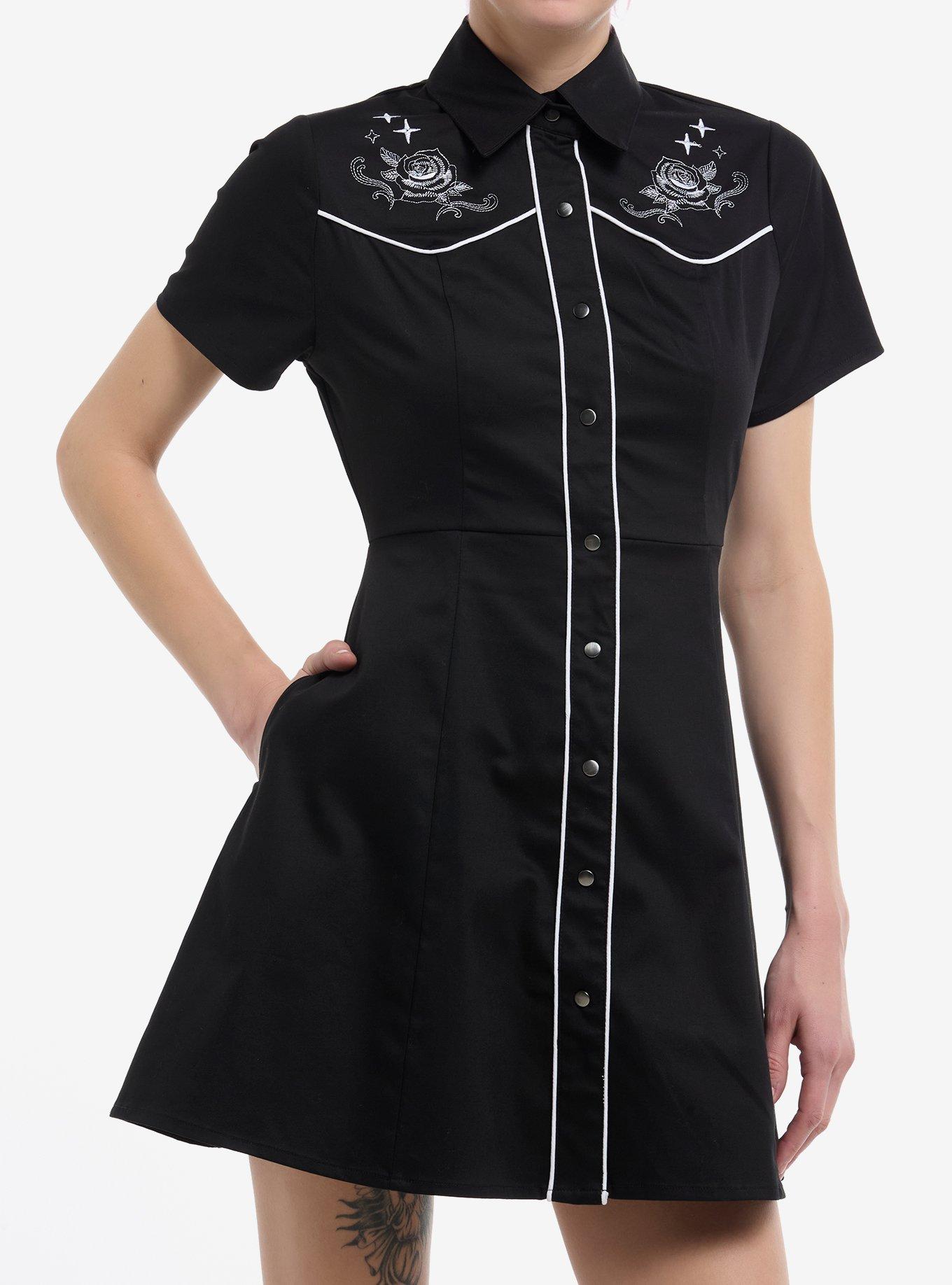 Social Collision Western Rose Button-Up Dress, , hi-res