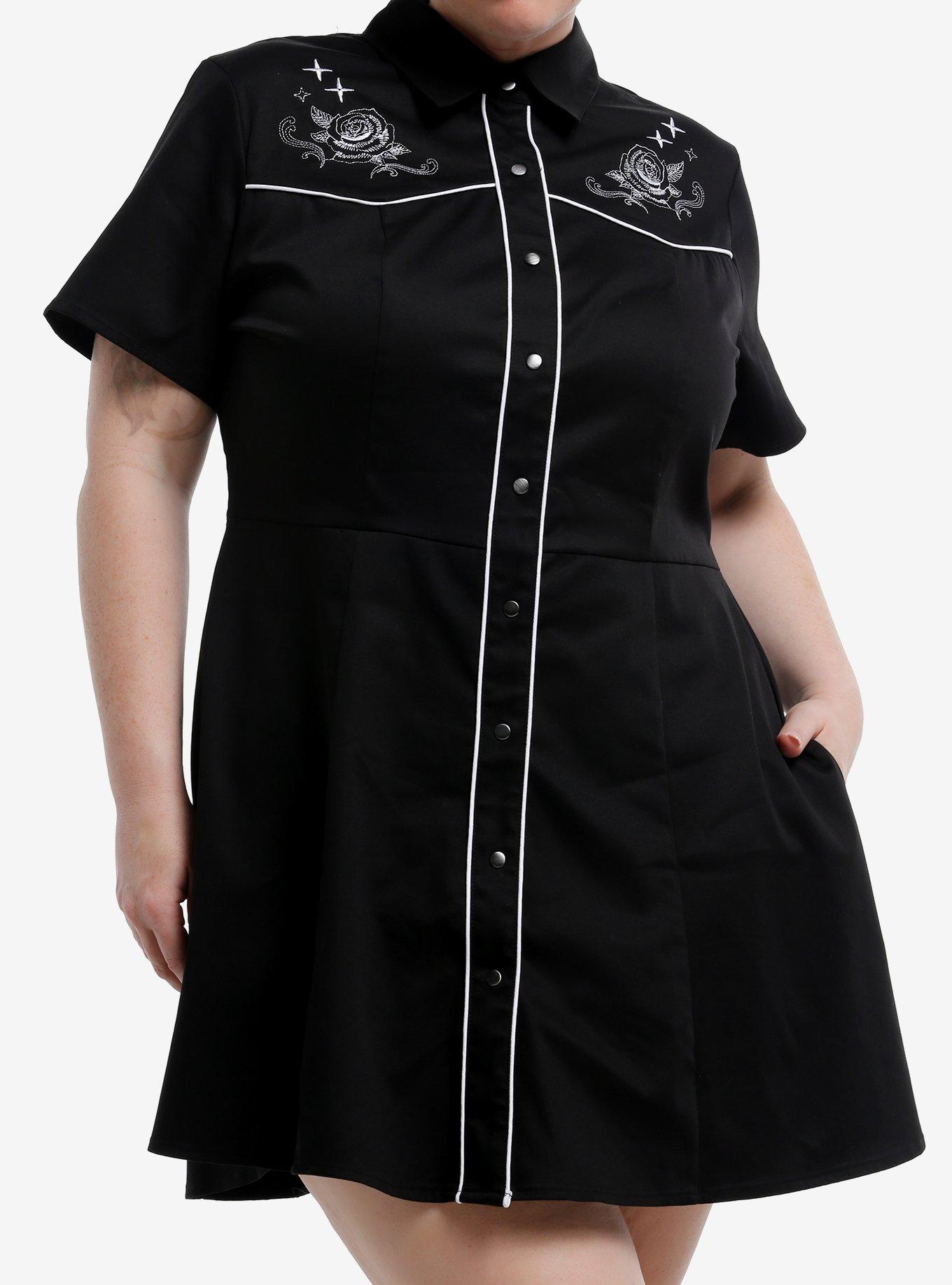 Social Collision Western Rose Button-Up Dress, , hi-res