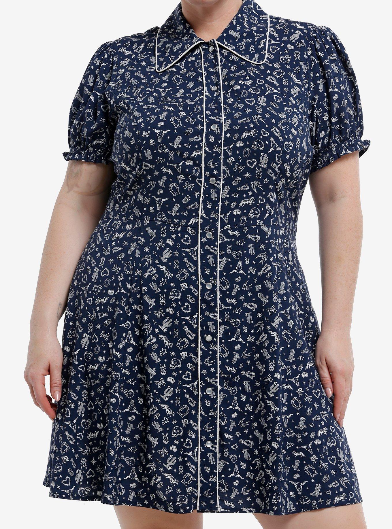 Social Collision Western Paisley Button-Up Dress Plus Size, , hi-res