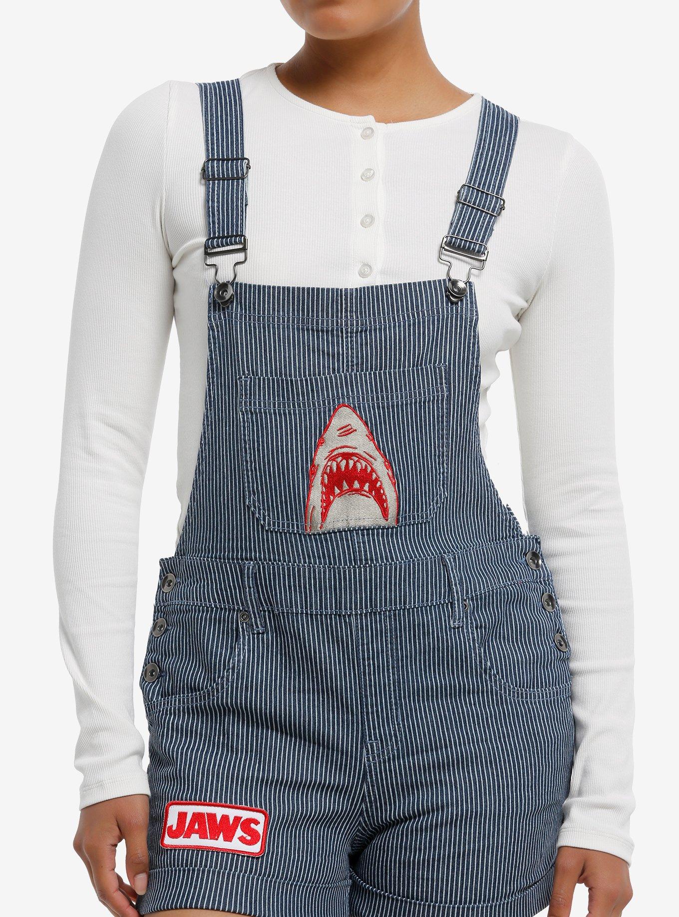 Her Universe Jaws Shark Pinstripe Shortalls, , hi-res