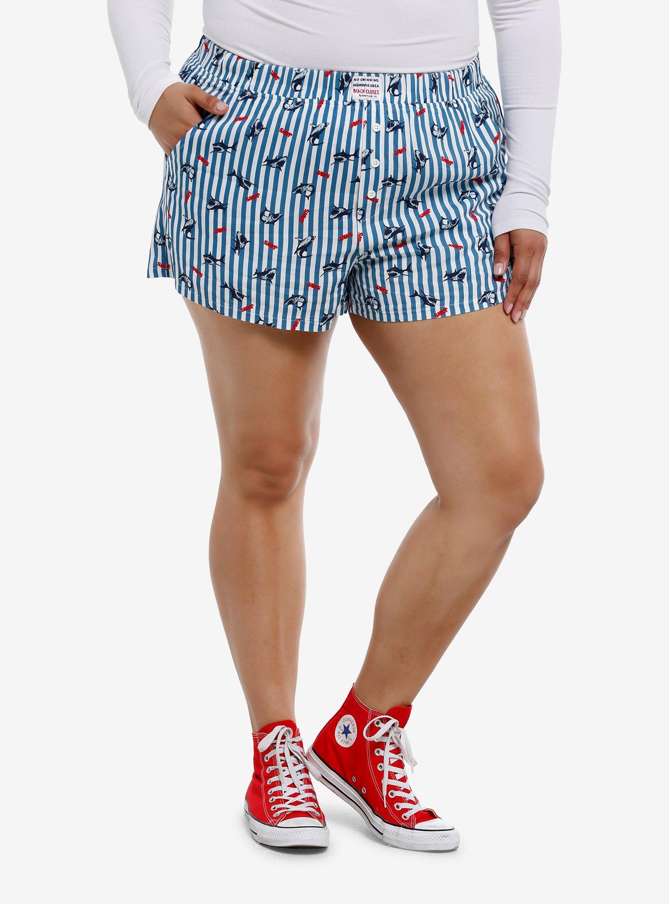 Her Universe Jaws Icons Stripe Lounge Shorts Plus Size, , hi-res