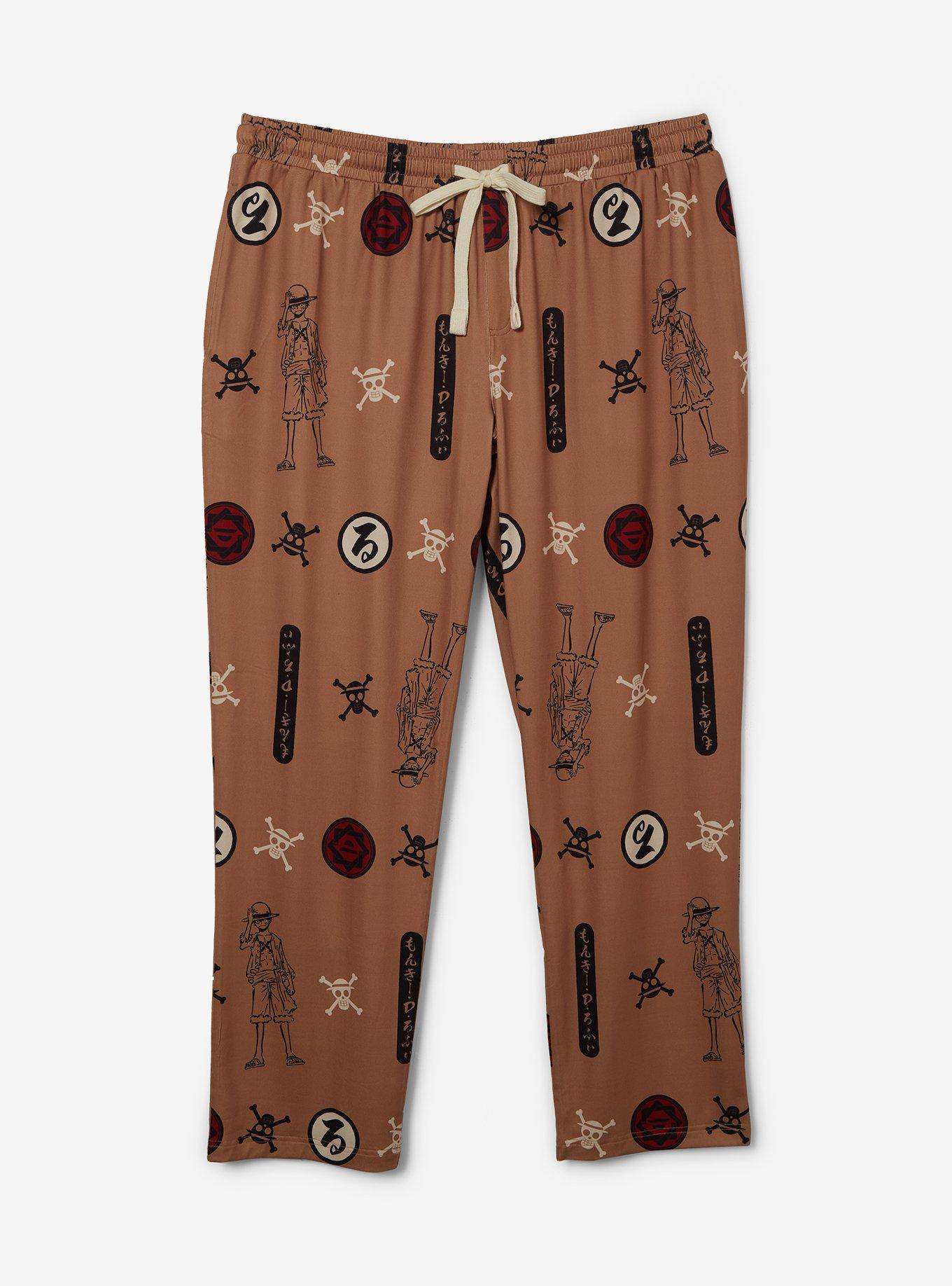One Piece Monkey D. Luffy Icons Allover Print Women's Plus Size Sleep Pants - BoxLunch Exclusive, , hi-res