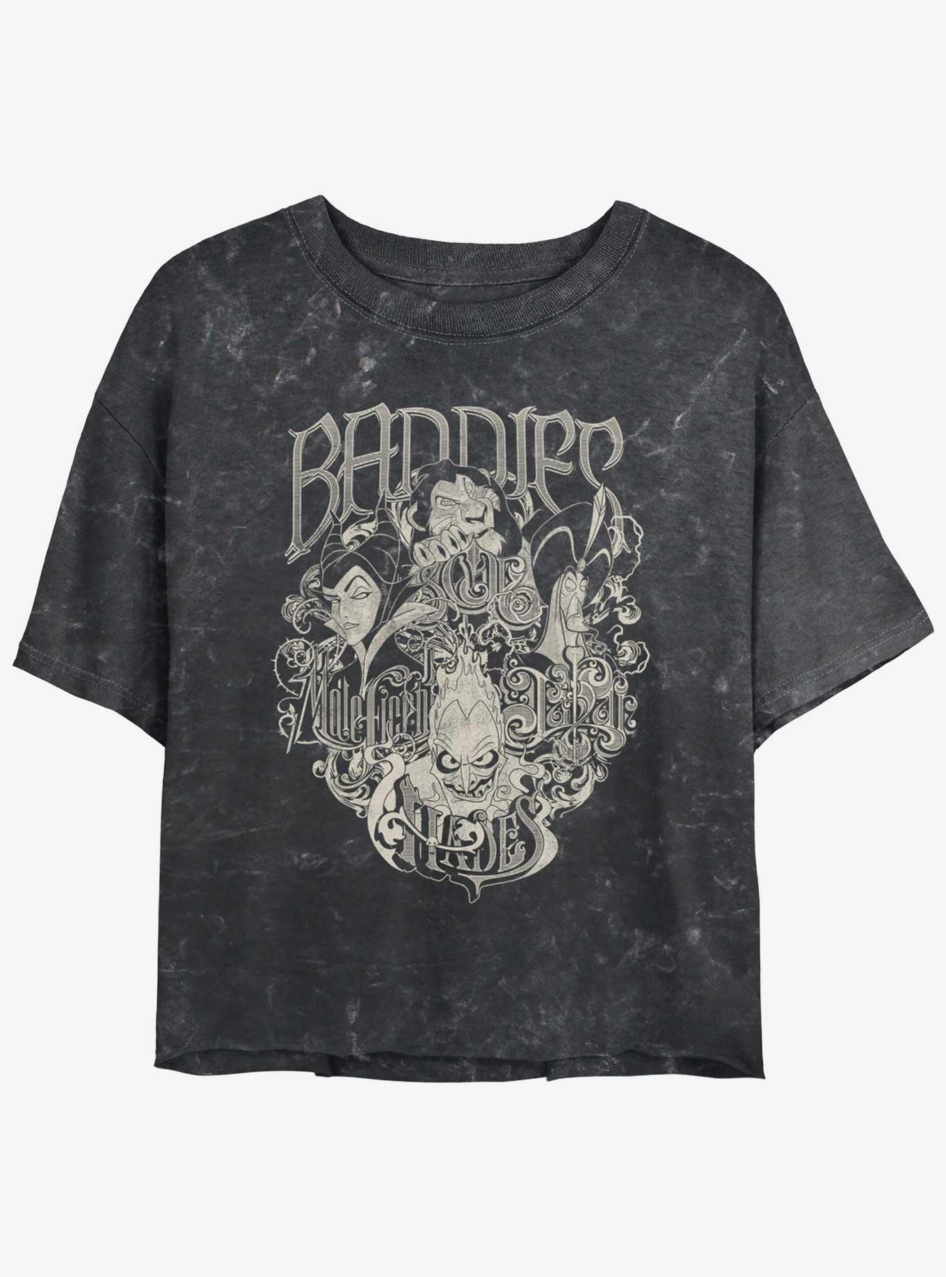 Disney Villains Baddest Baddies Womens Mineral Wash Crop T-Shirt, BLACK, hi-res