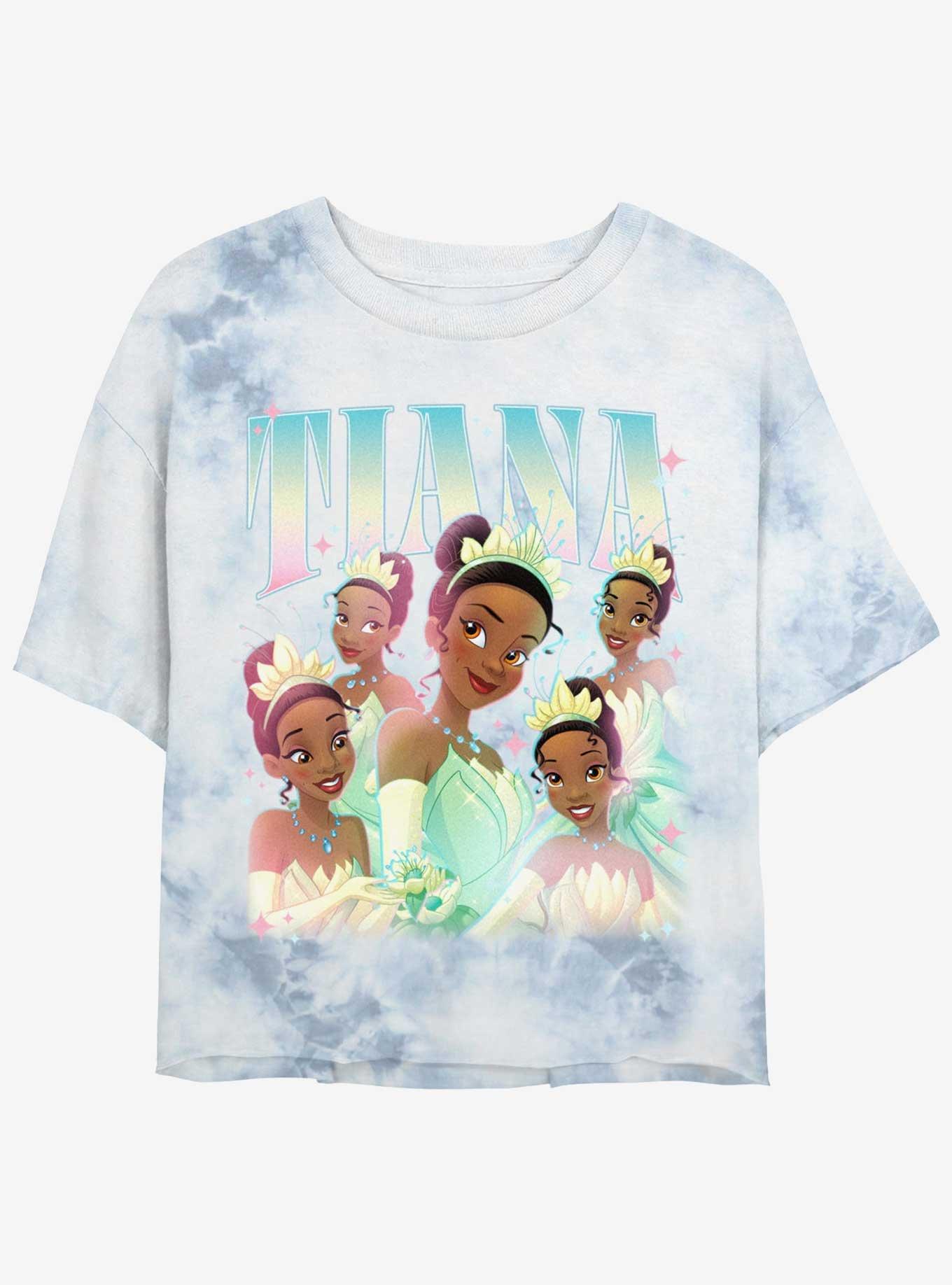Disney The Princess and the Frog Tianas Retro Womens Tie-Dye Crop T-Shirt, WHITEBLUE, hi-res