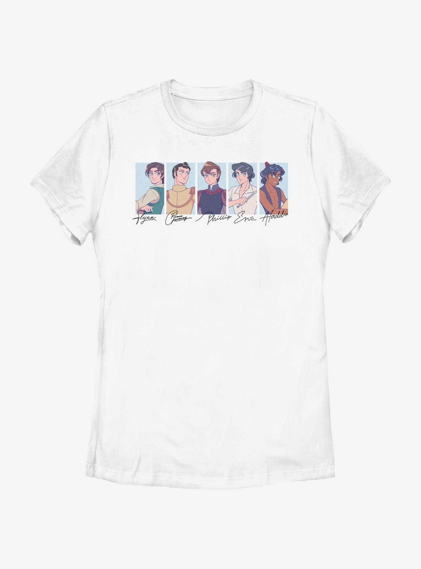 Disney Princesses Princes Manga Version Womens T-Shirt, WHITE, hi-res