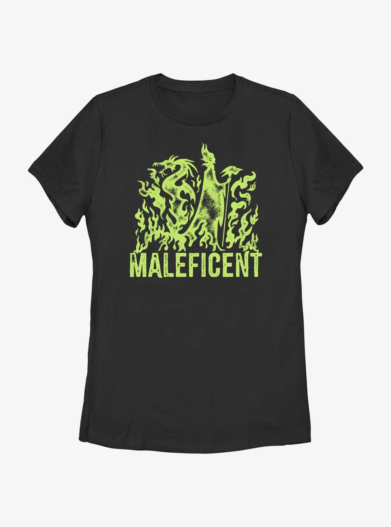 Disney Villains Green Fire Womens T-Shirt, BLACK, hi-res