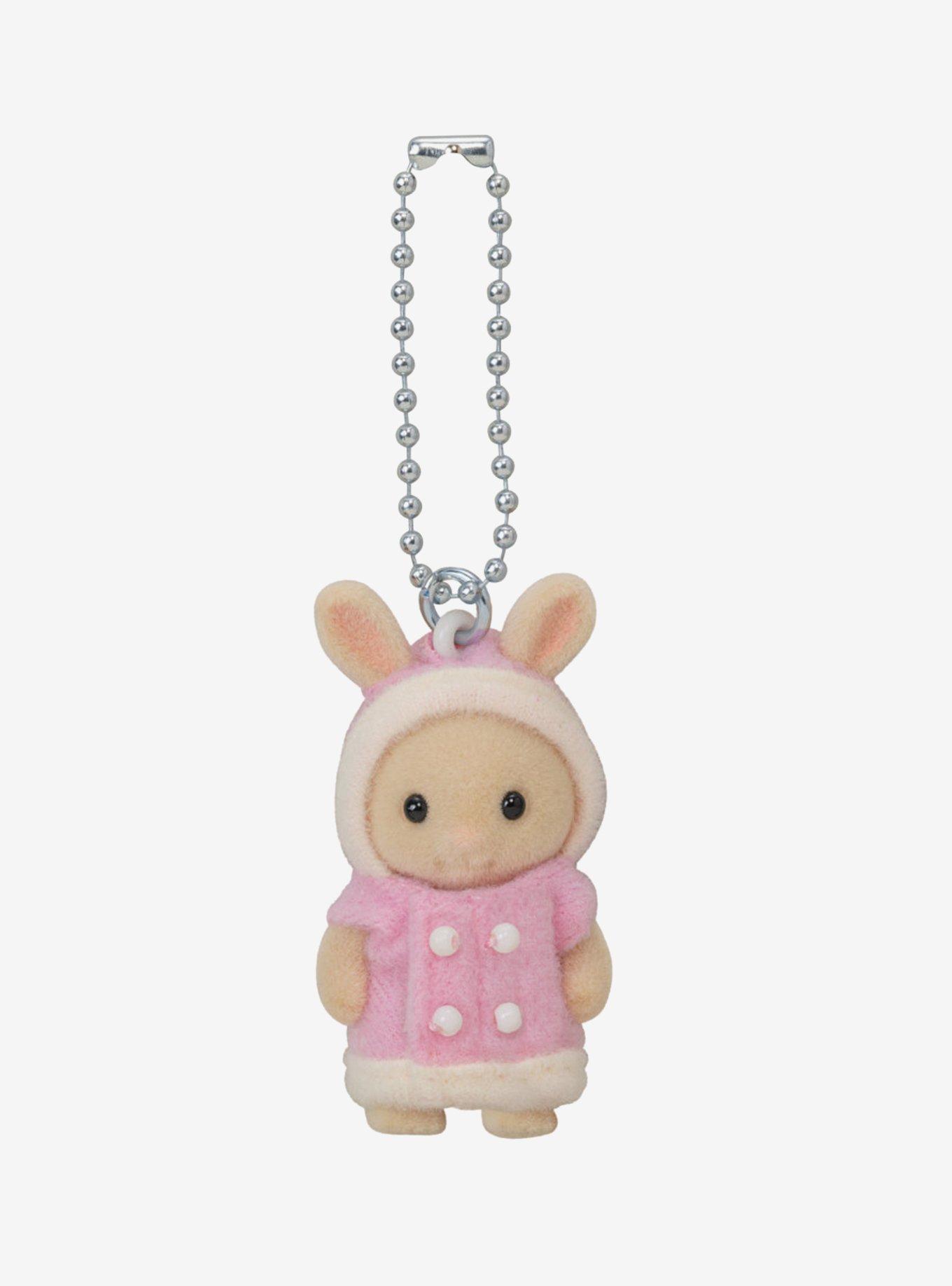 Calico Critters Fluffy Parka Milk Rabbit Baby Flocked Keychain, , hi-res