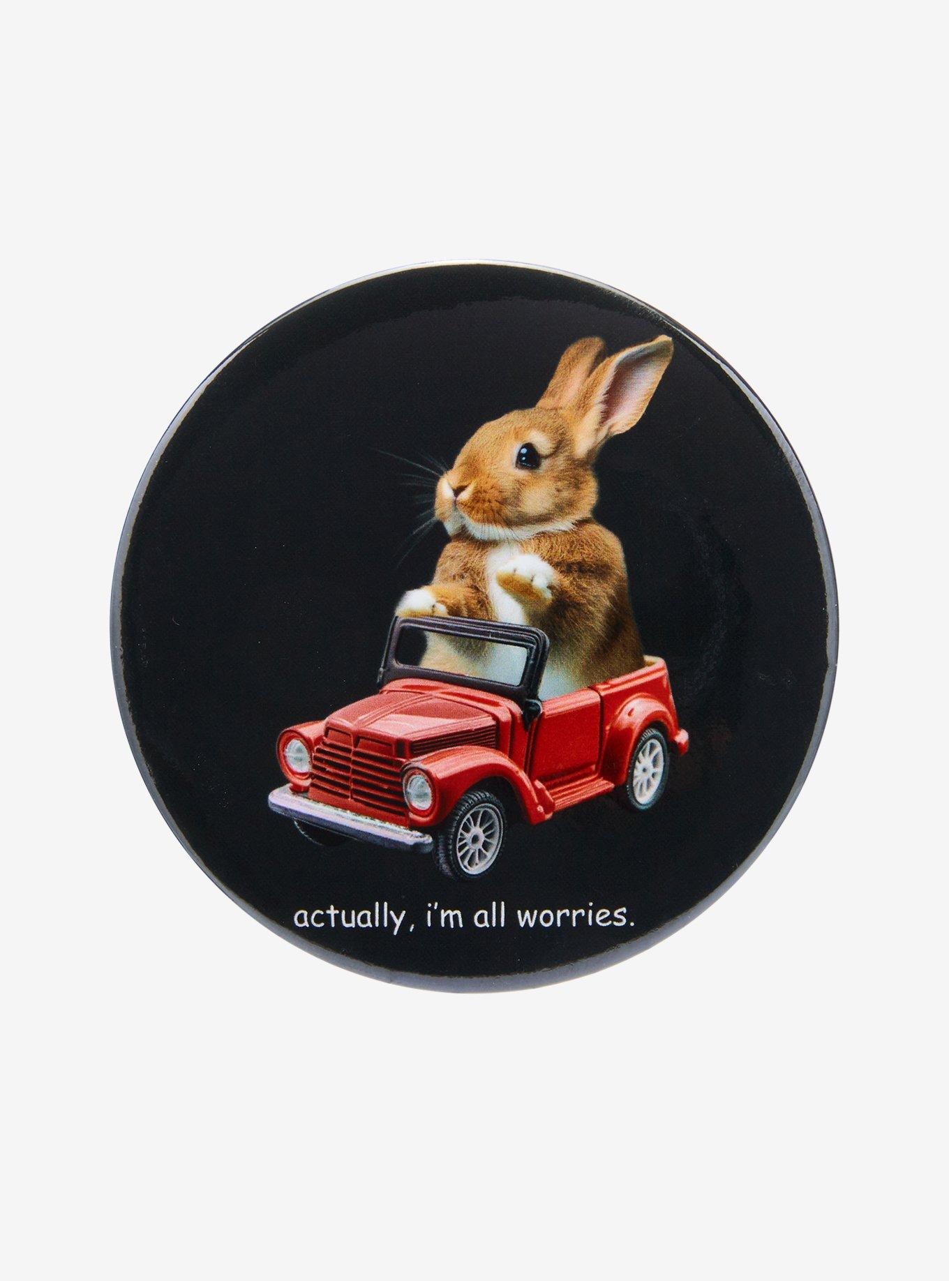 Bunny Driving All Worries 3 Inch Button, , hi-res