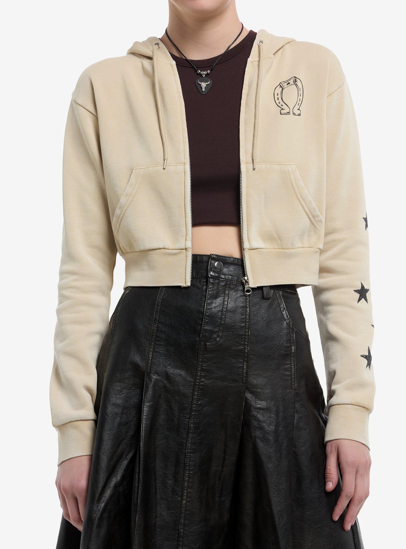 Social Collision Western Dog Outlaw Girls Crop Hoodie, , hi-res