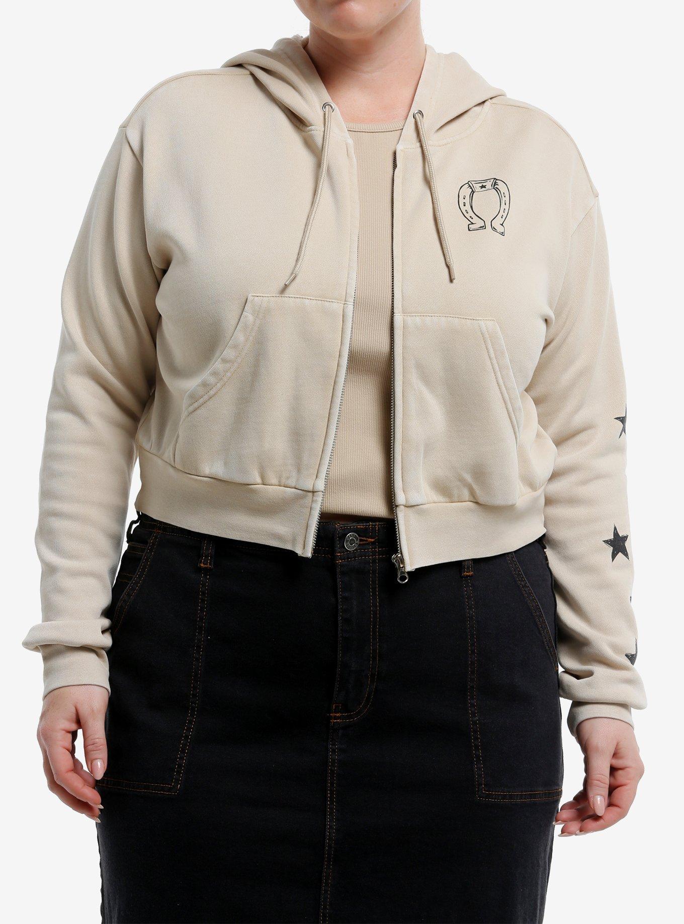 Social Collision Western Dog Outlaw Girls Crop Hoodie Plus Size, , hi-res