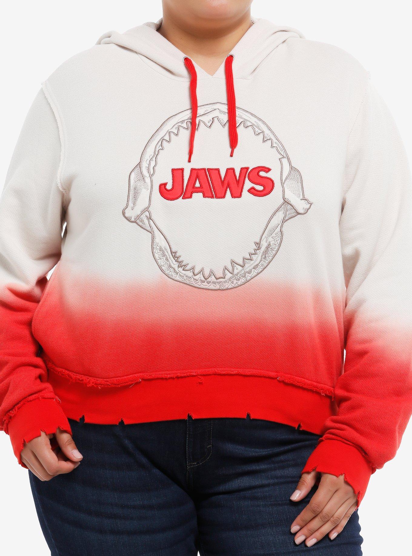 Her Universe Jaws Teeth Dip-Dye Girls Crop Hoodie Plus Size, , hi-res