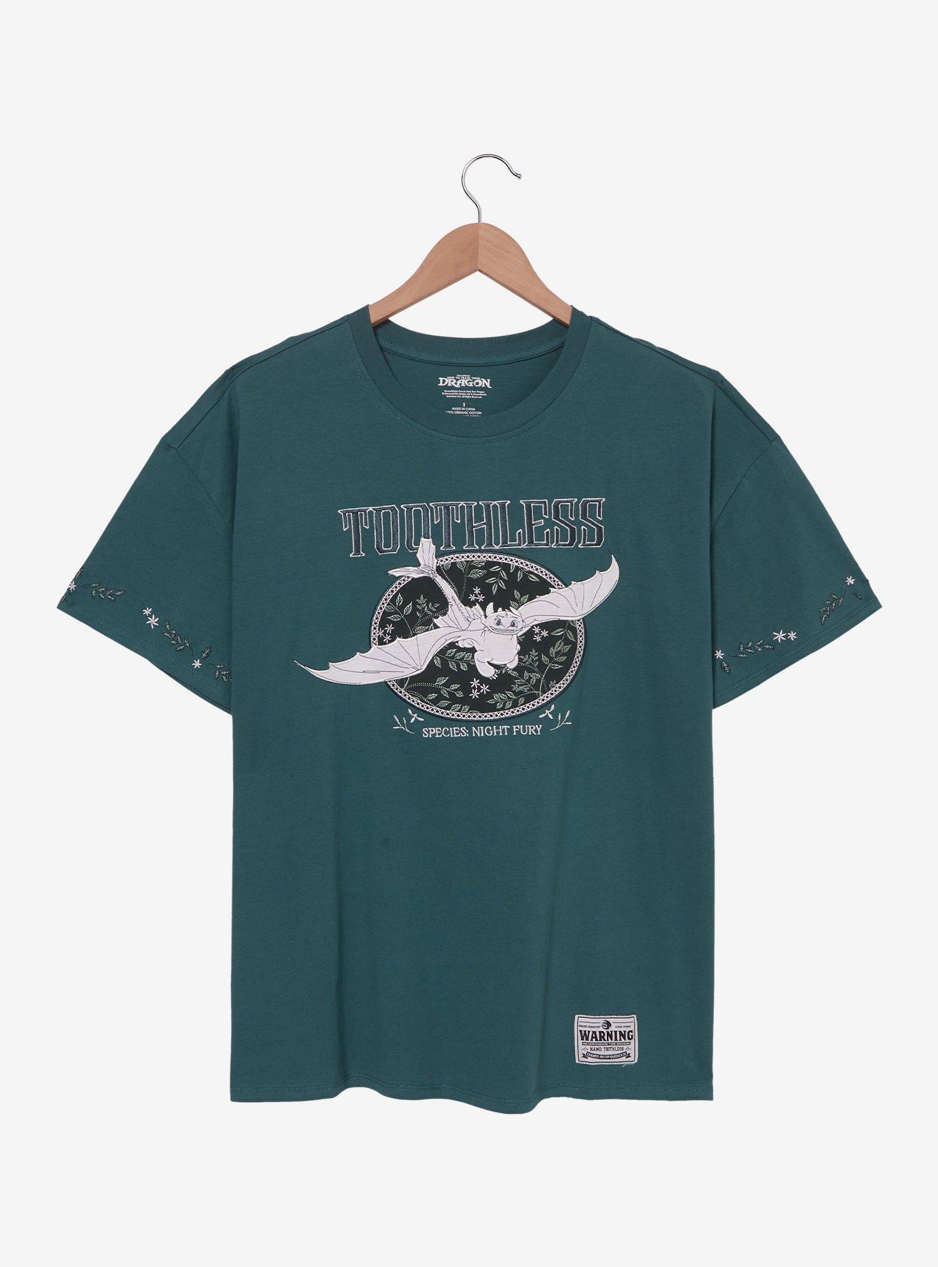 DreamWorks How to Train Your Dragon Toothless Embroidered Women's Plus Size T-Shirt — BoxLunch Exclusive, , hi-res