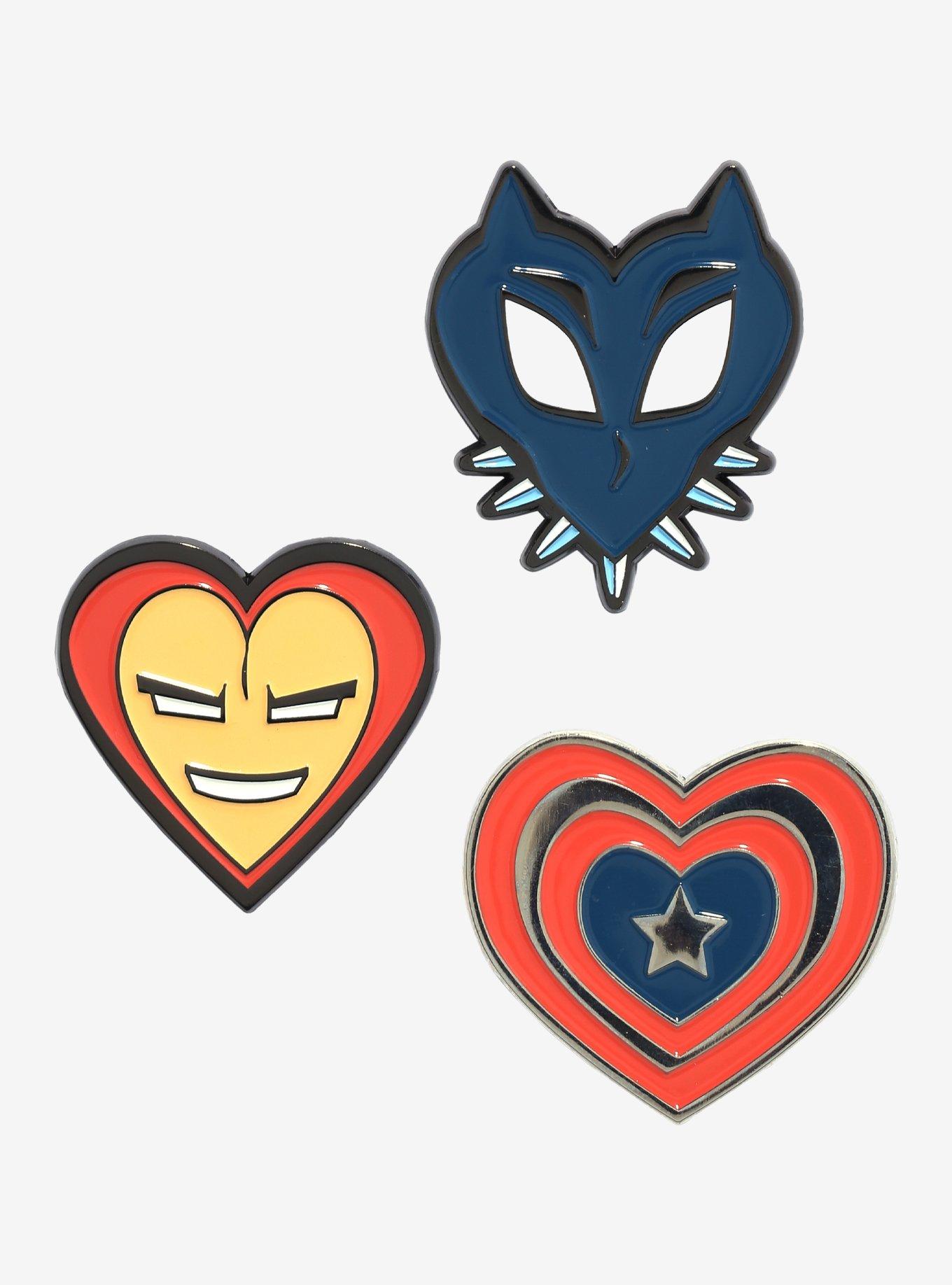 Marvel Avengers Trio Heart Enamel Pin Set, , hi-res