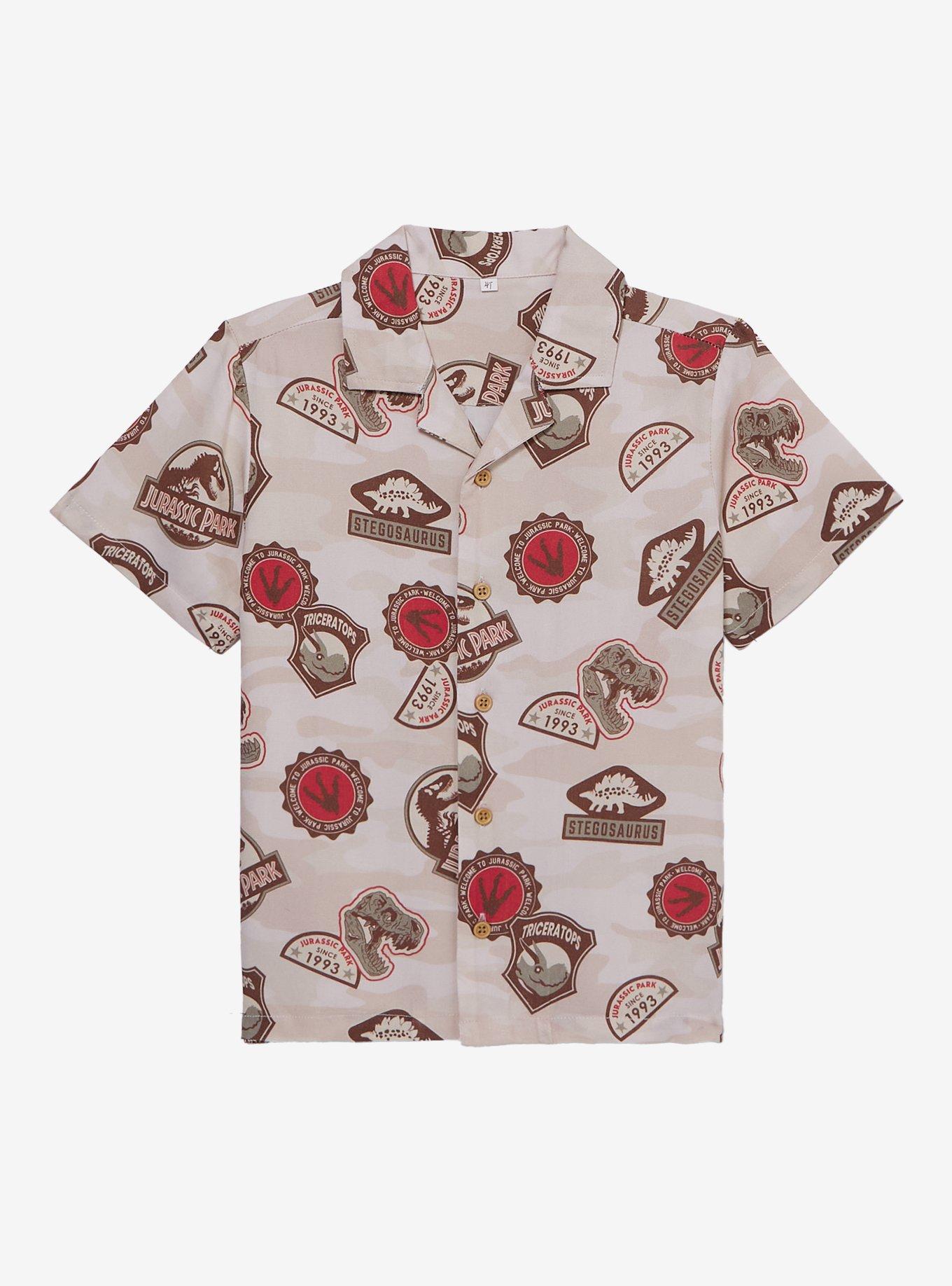 Jurassic Park Badges Allover Print Toddler Button-Up