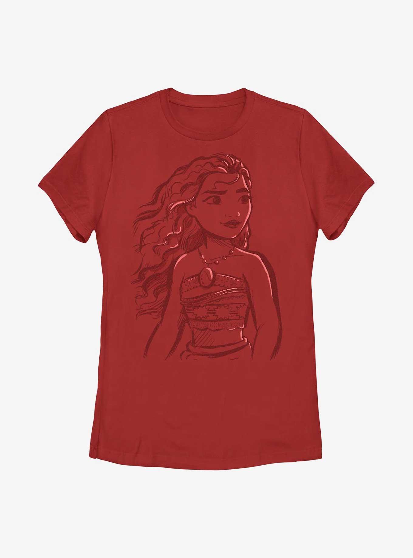 Disney Moana Big Sketchy Womens T-Shirt, RED, hi-res