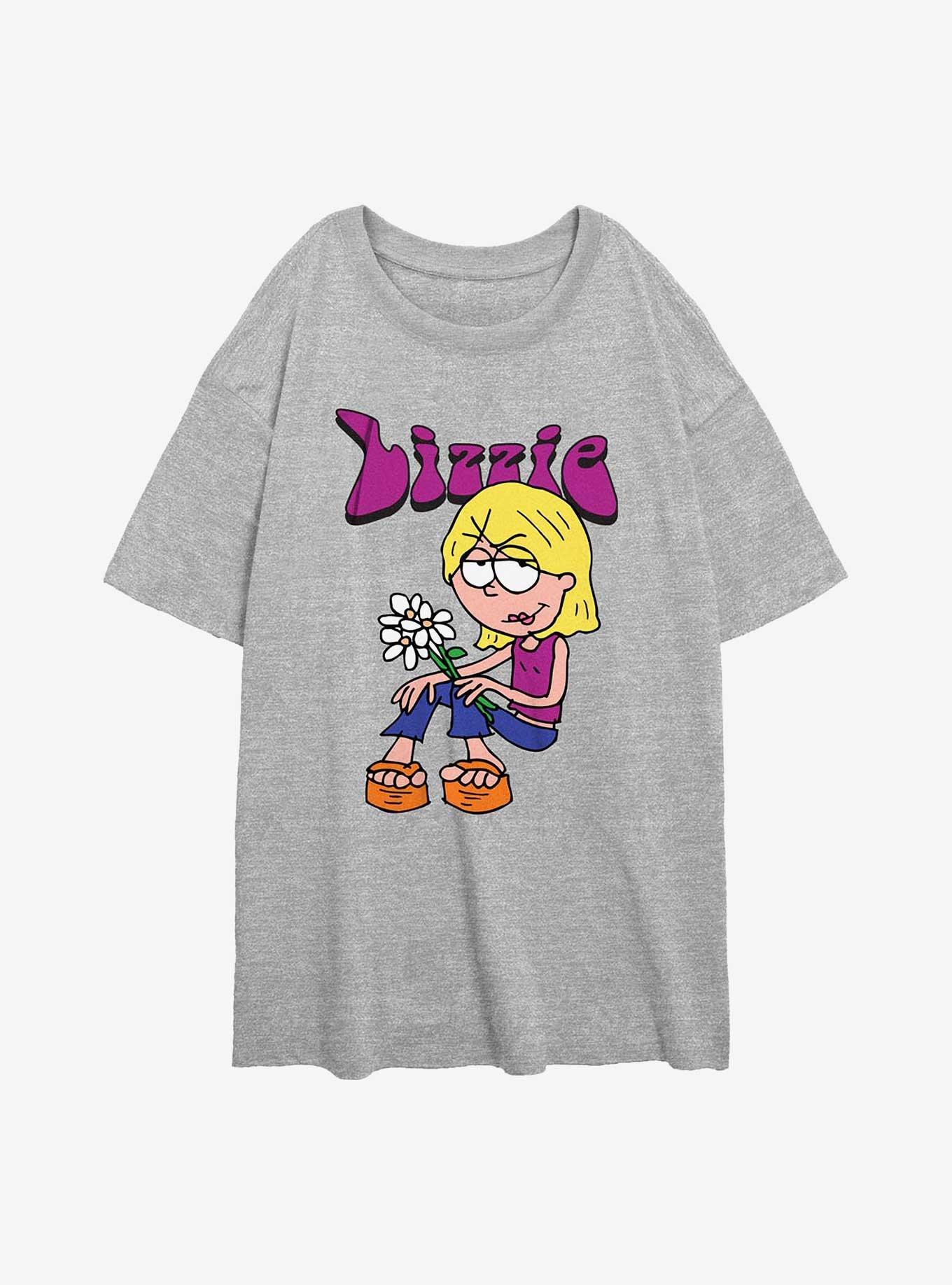 Disney Lizzie McGuire Lizzie Bouquet Womens Oversized T-Shirt, ATH HTR, hi-res view 1