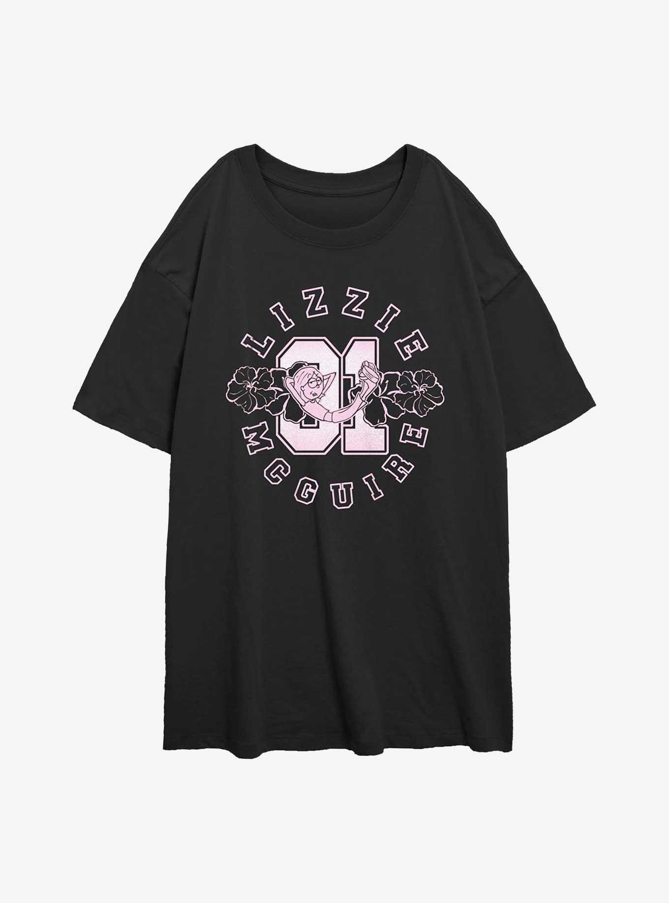 Disney Lizzie McGuire Surfer College Womens Oversized T-Shirt, BLACK, hi-res