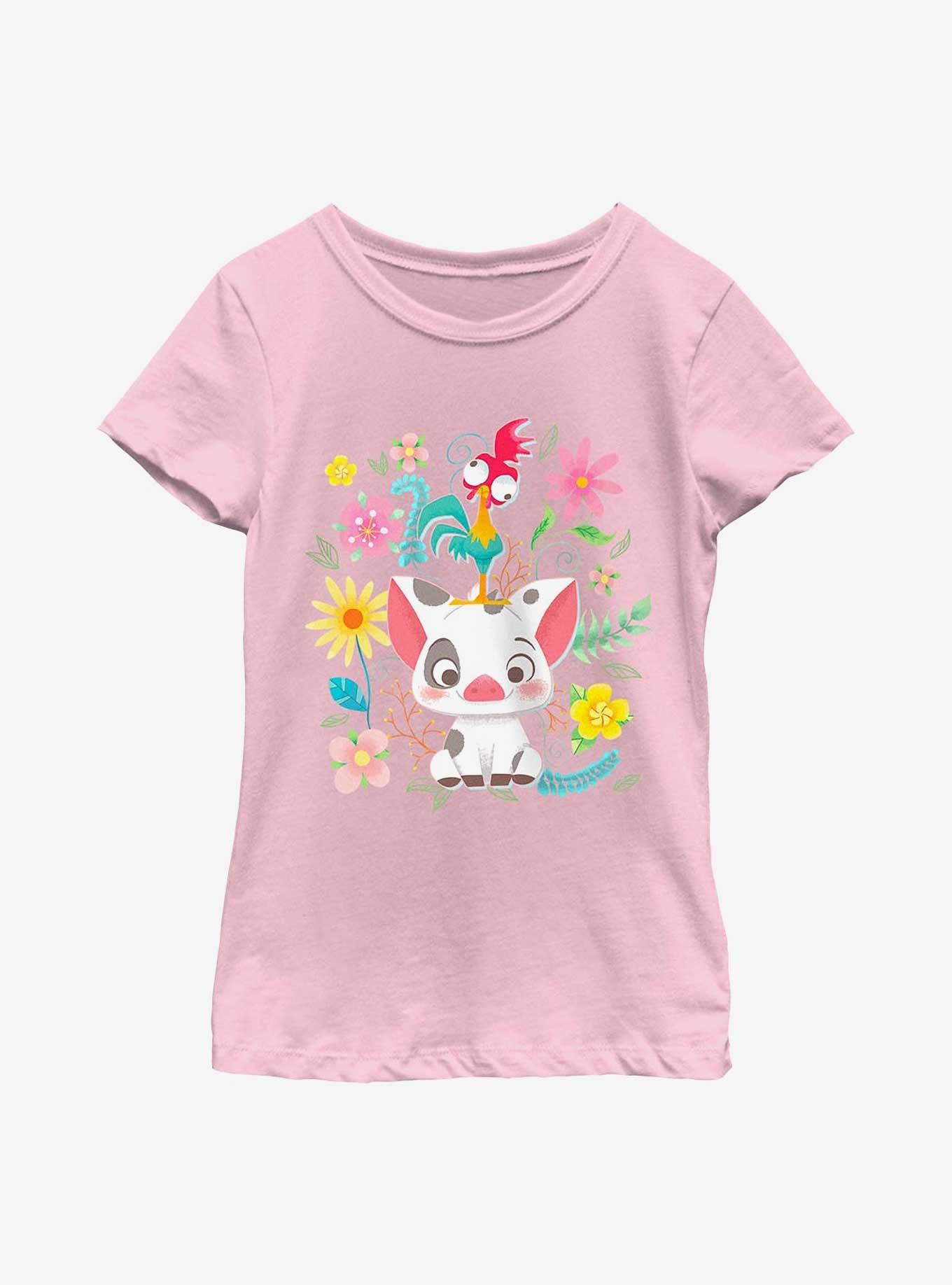 Disney Moana Floral Scatter Youth Girls T-Shirt, PINK, hi-res