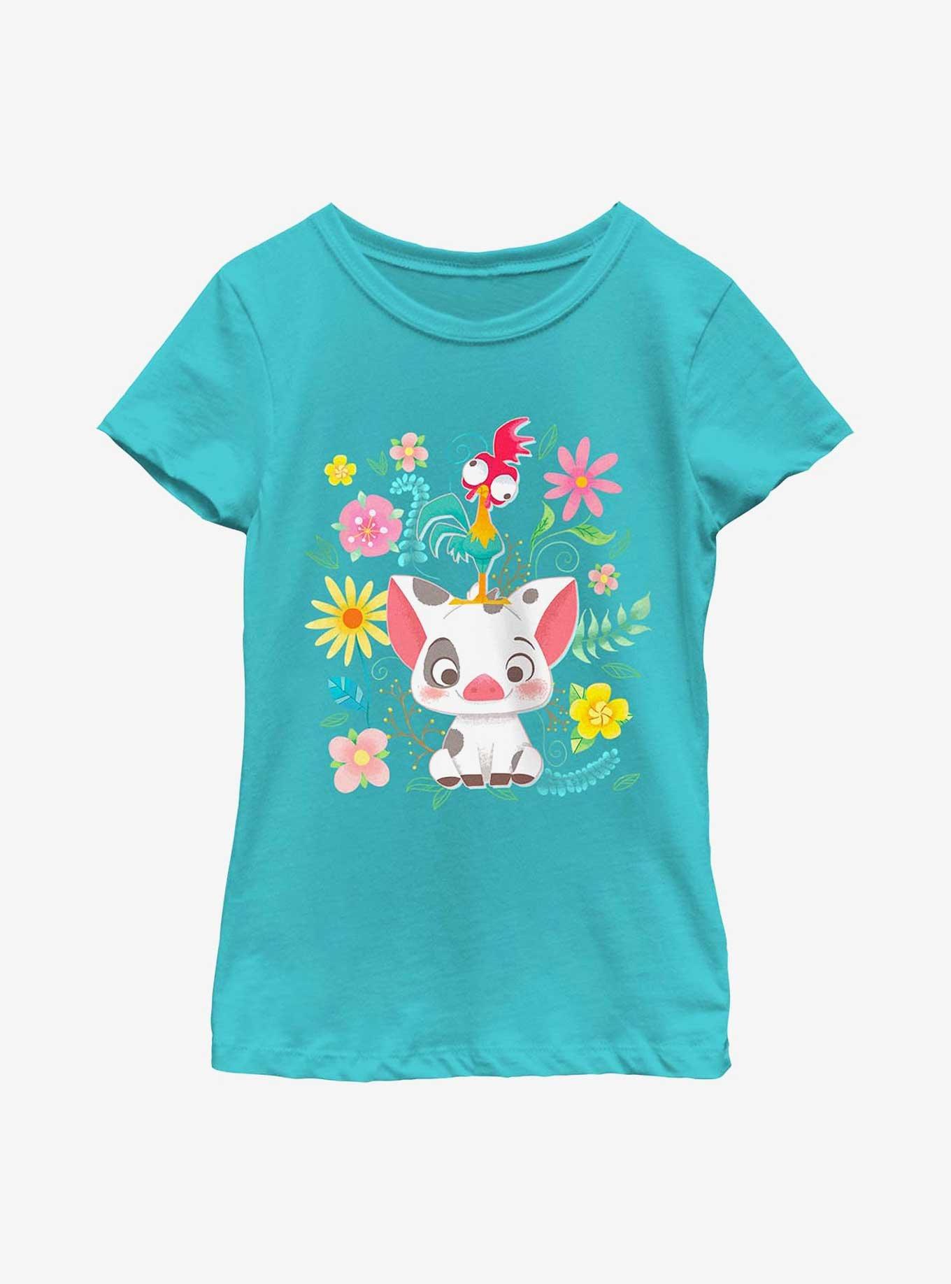 Disney Moana Floral Scatter Youth Girls T-Shirt, , hi-res