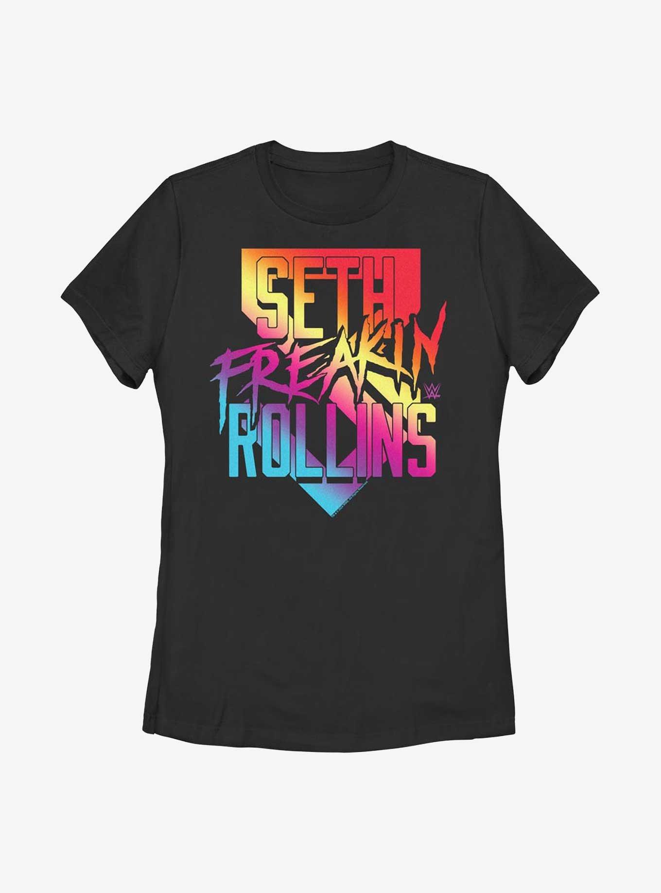WWE Seth Freakin Rollins Multicolor Logo Womens T-Shirt, BLACK, hi-res