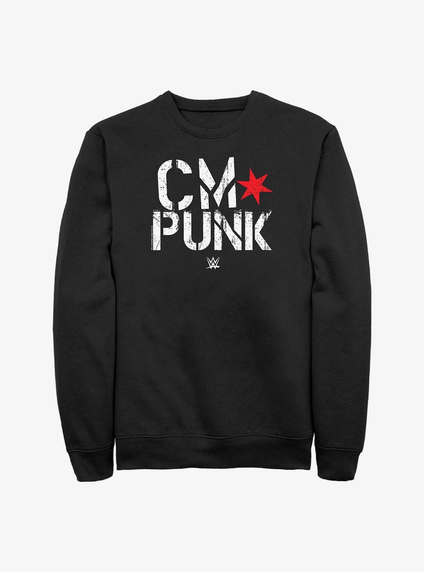 WWE CM Punk Logo Sweatshirt, BLACK, hi-res