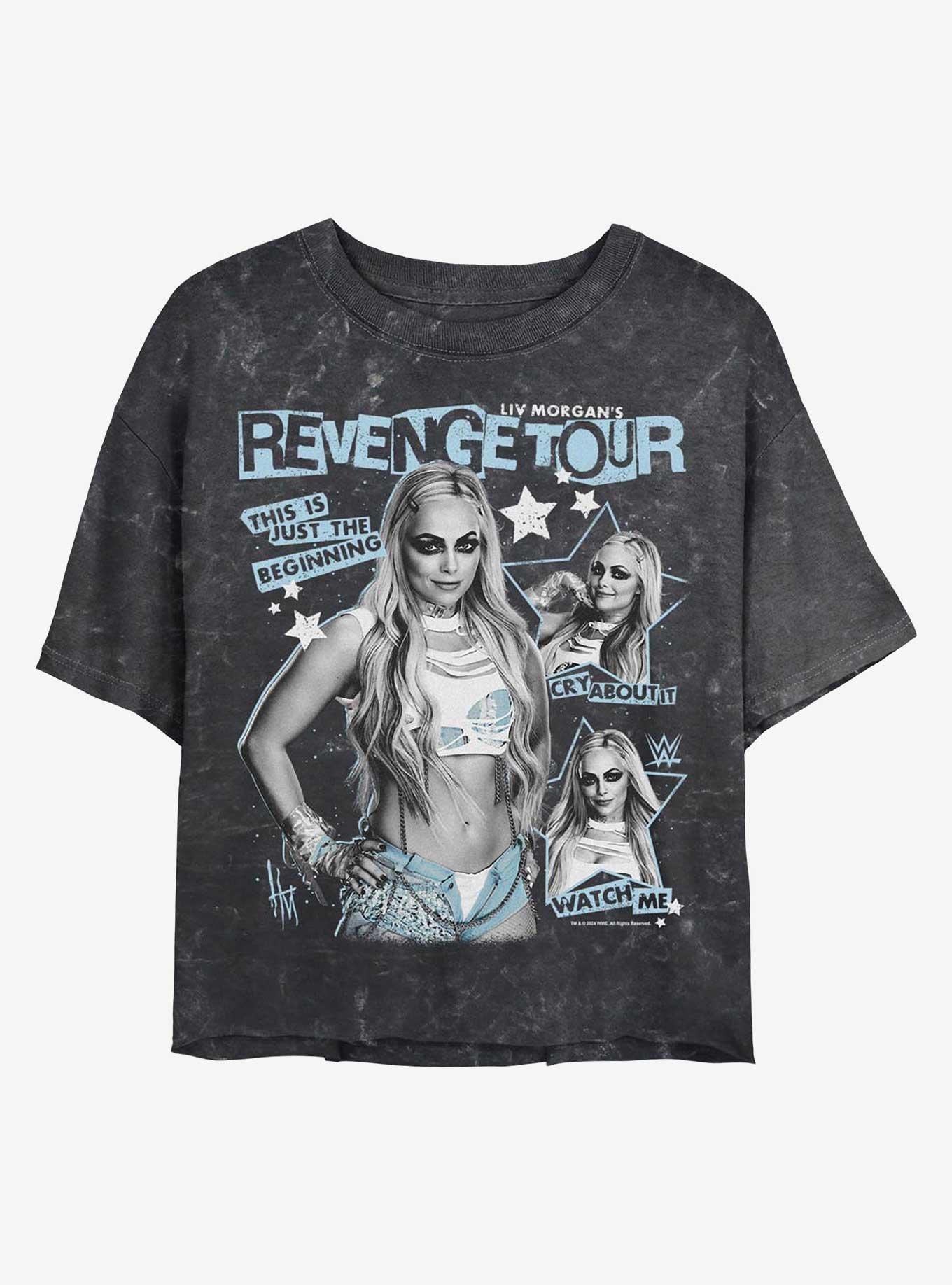 WWE Liv Morgan Revenge Tour Era Mineral Wash Womens Crop T-Shirt, BLACK, hi-res