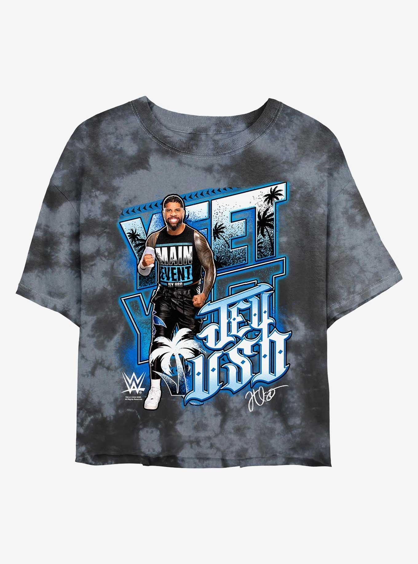 WWE Jey Uso Yeet Portrait Tie Dye Crop Womens T-Shirt, BLKCHAR, hi-res