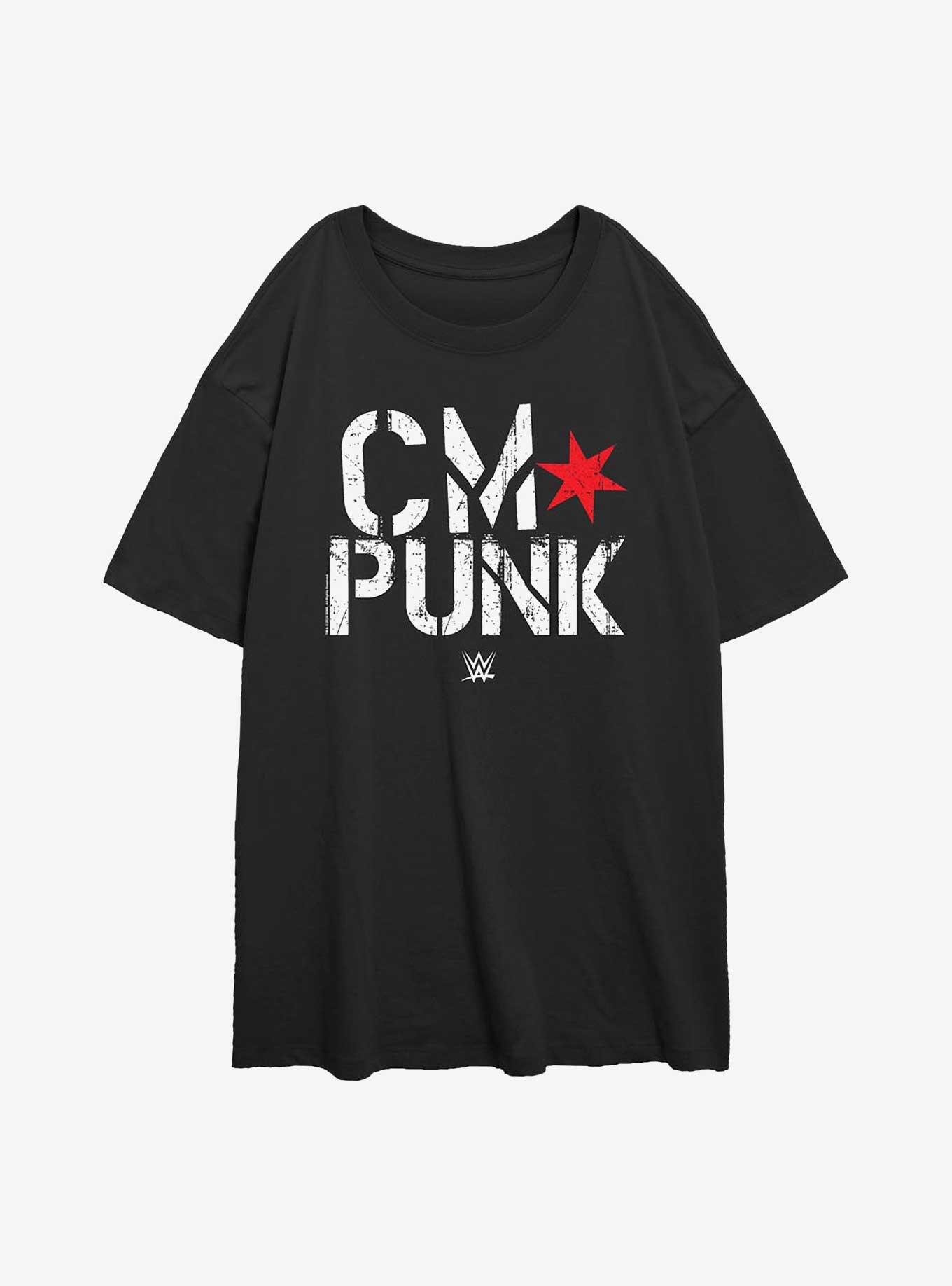 WWE CM Punk Logo Womens Oversized T-Shirt, BLACK, hi-res