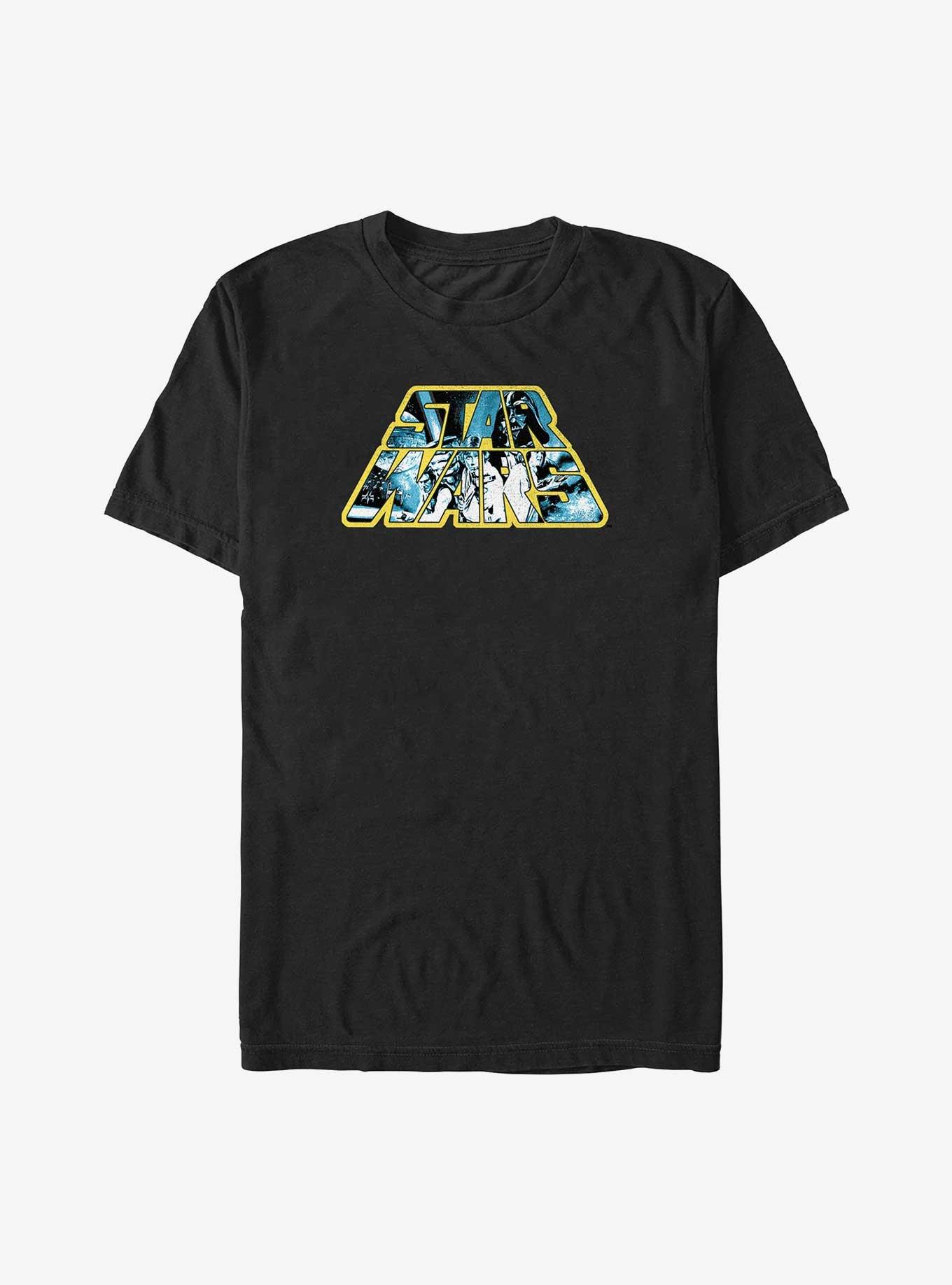 Star Wars Poster Fill Logo T-Shirt, BLACK, hi-res