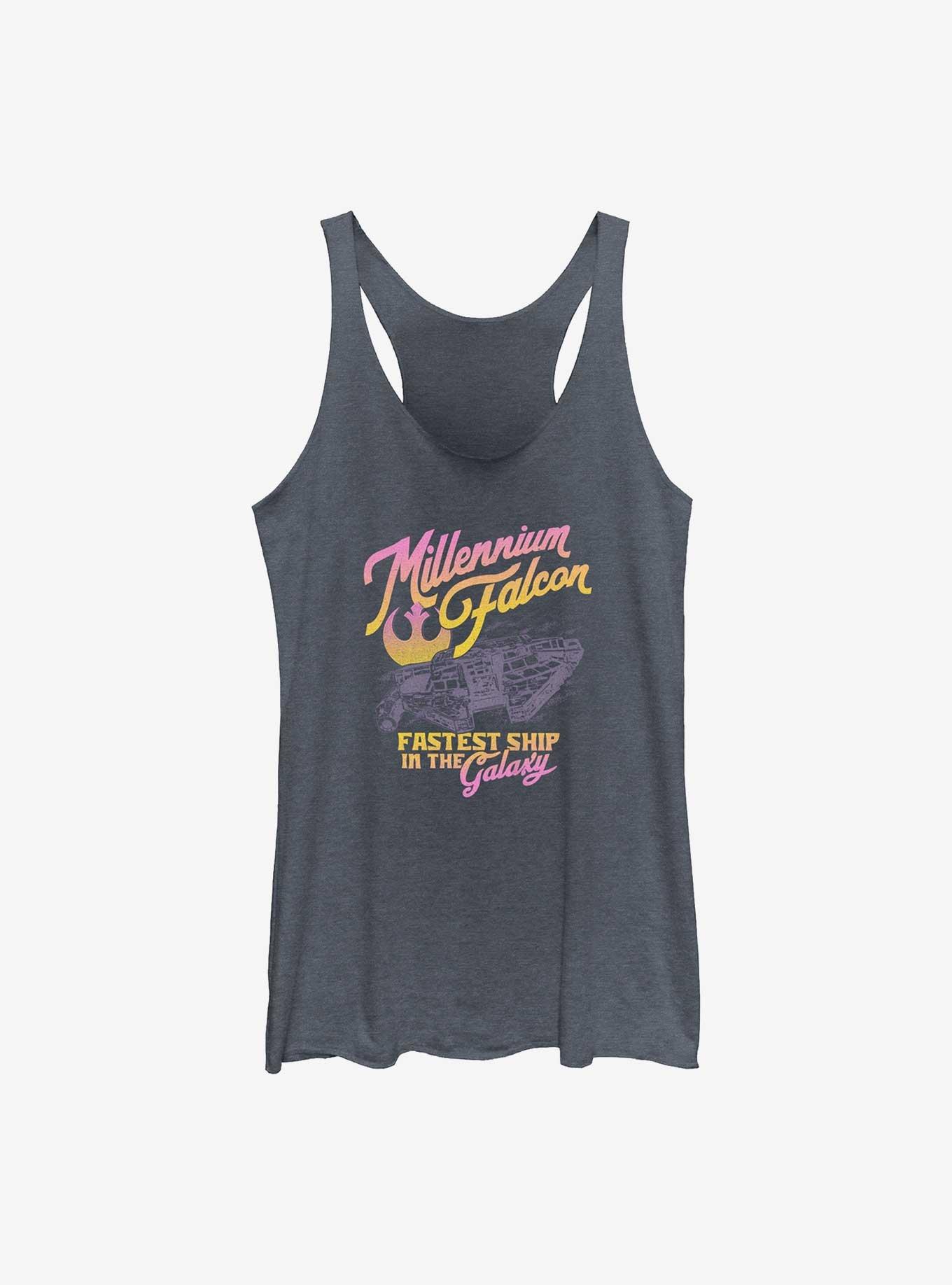 Star Wars Retro Falcon Girls Tank, NAVY HTR, hi-res