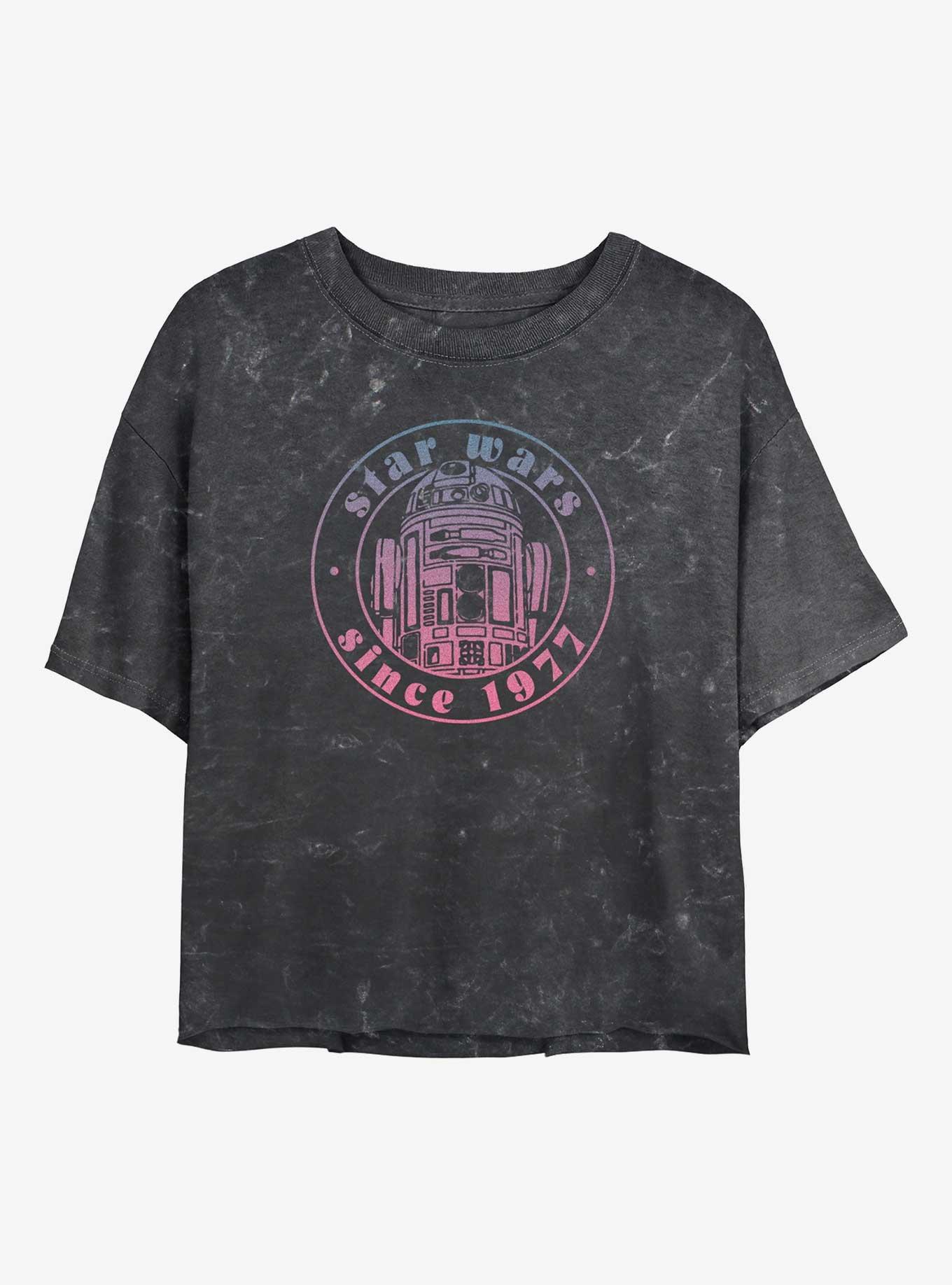 Star Wars R2D2 Gradient Flock Girls Mineral Wash Crop T-Shirt, , hi-res