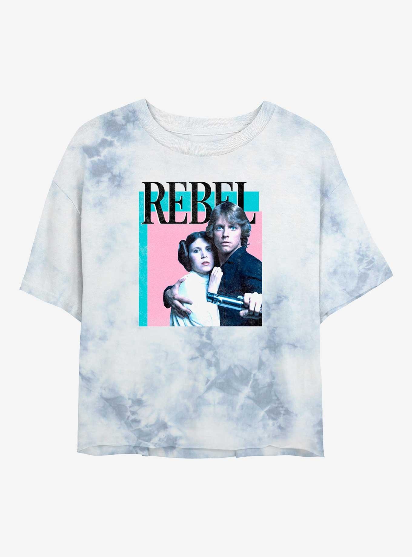 Star Wars Rebel Han And Leia Girls Tie-Dye Crop T-Shirt, , hi-res