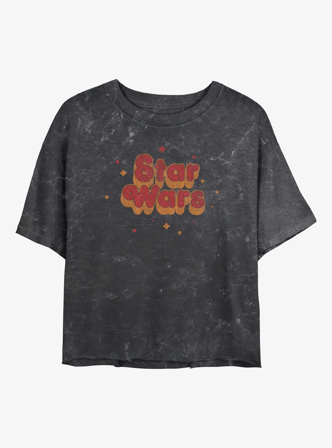 Star Wars Pop Retro Girls Mineral Wash Crop T-Shirt, BLACK, hi-res