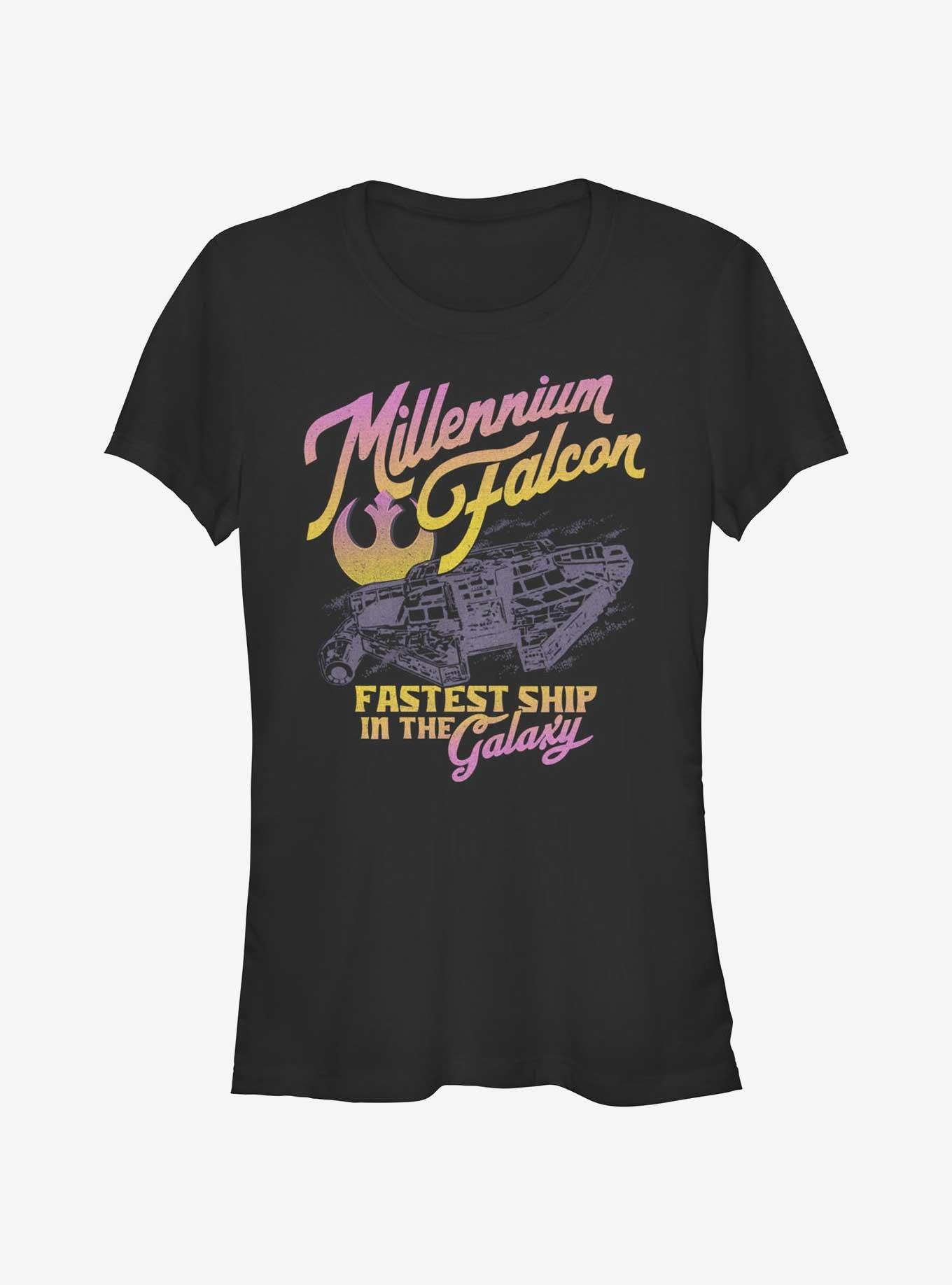 Star Wars Retro Falcon Girls T-Shirt, BLACK, hi-res