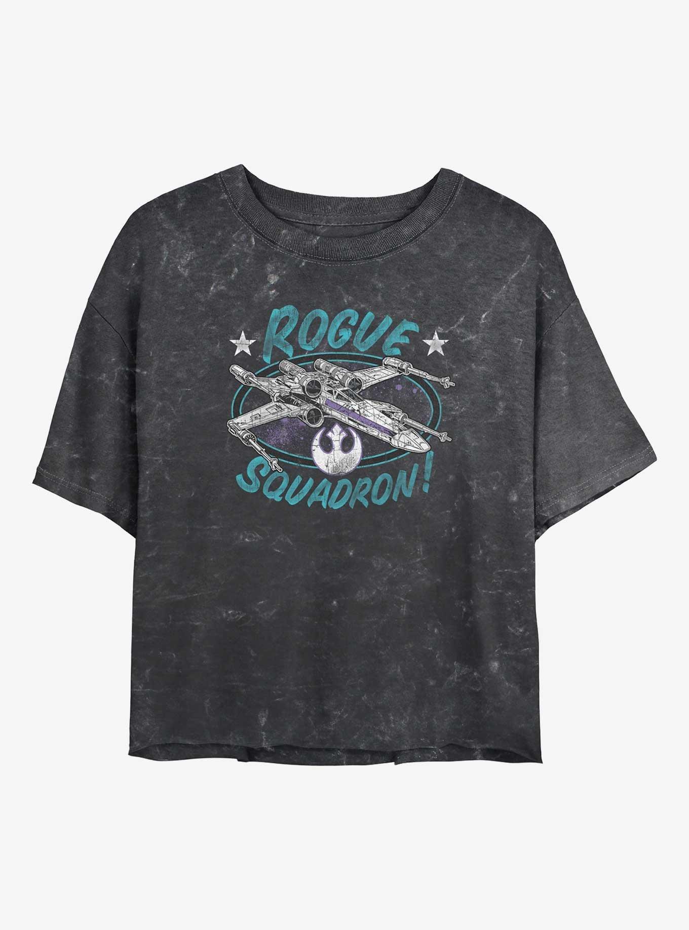 Star Wars Rogue Squadron Girls Mineral Wash Crop T-Shirt, BLACK, hi-res