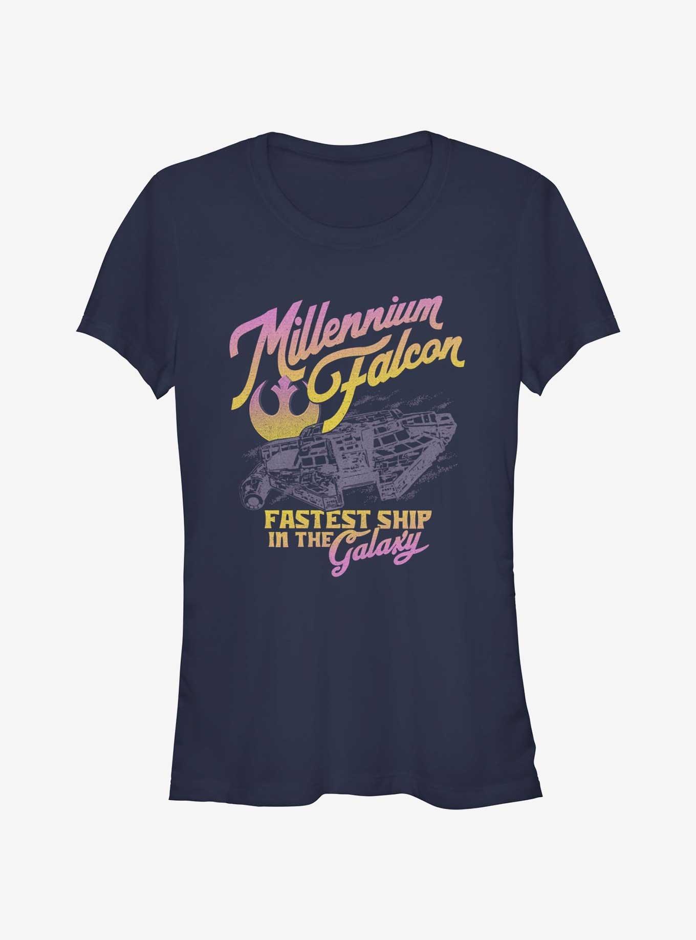 Star Wars Retro Falcon Girls T-Shirt, NAVY, hi-res