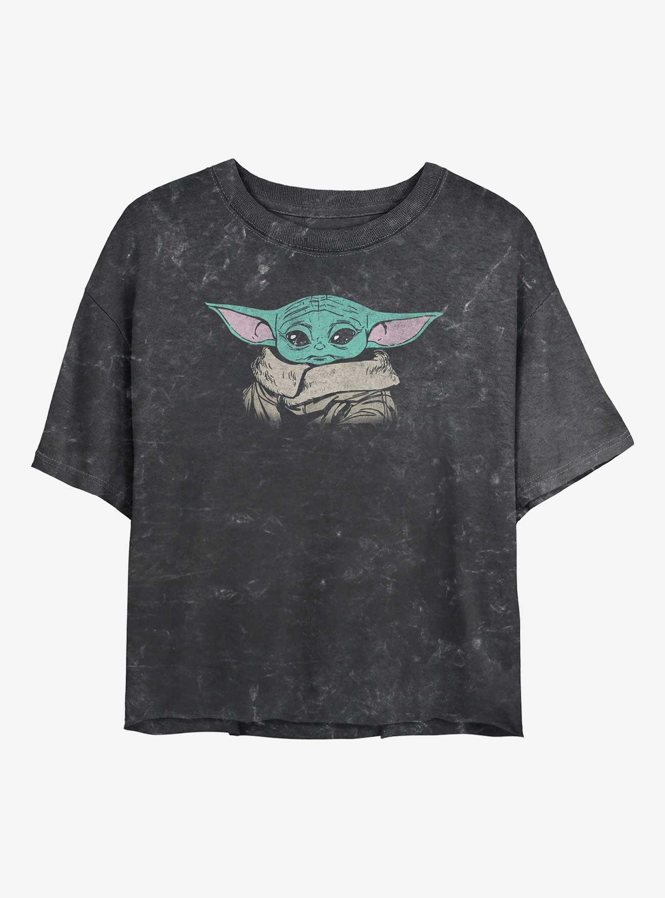 Star Wars The Mandalorian Preppy Grogu Girls Mineral Wash Crop T-Shirt, , hi-res