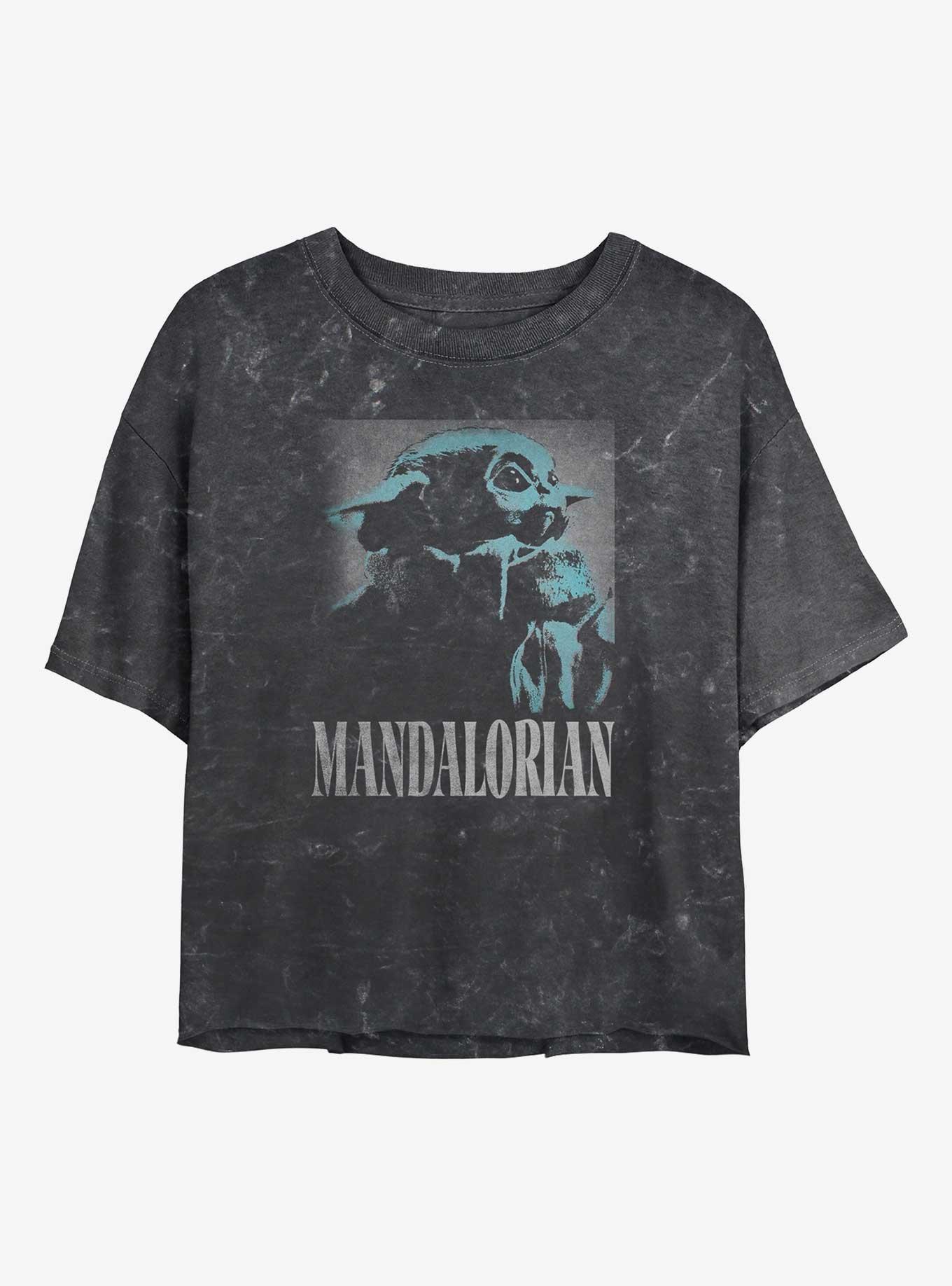 Star Wars The Mandalorian Side View Pose Girls Mineral Wash Crop T-Shirt, BLACK, hi-res