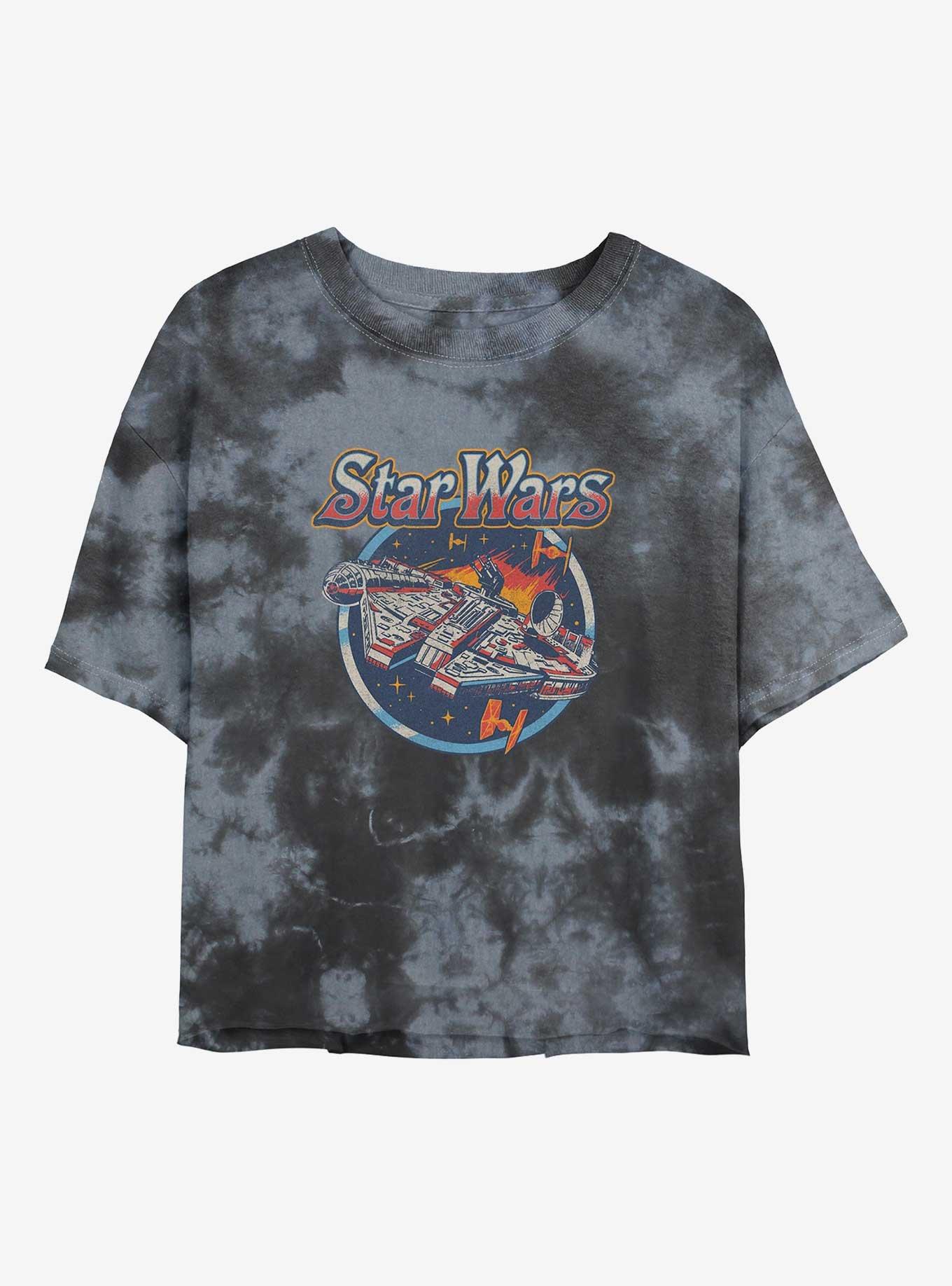 Star Wars Retro Circle Battle Girls Tie-Dye Crop T-Shirt, BLKCHAR, hi-res