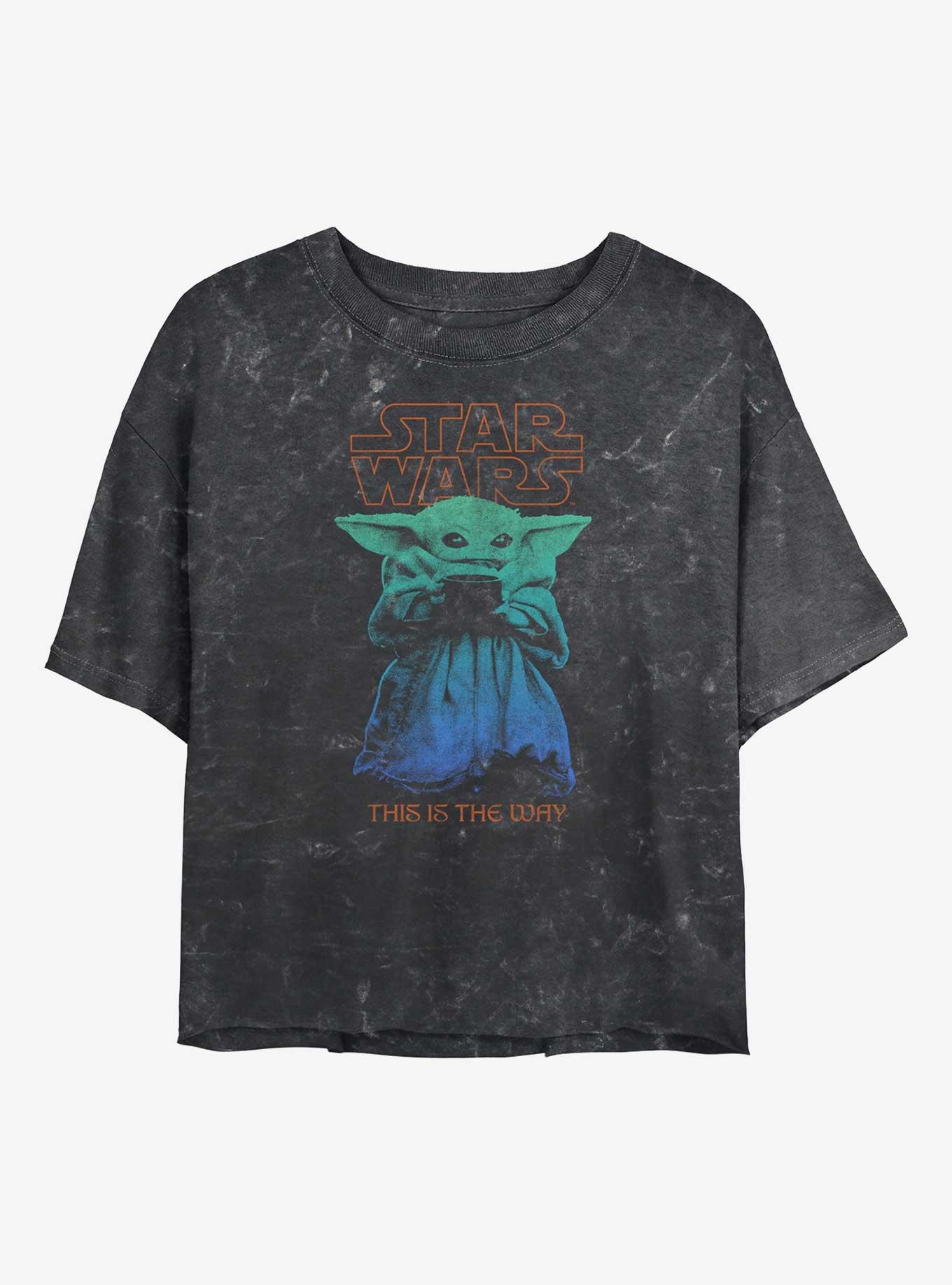 Star Wars The Mandalorian Baby Yoda Vintage Girls Mineral Wash Crop T-Shirt, , hi-res