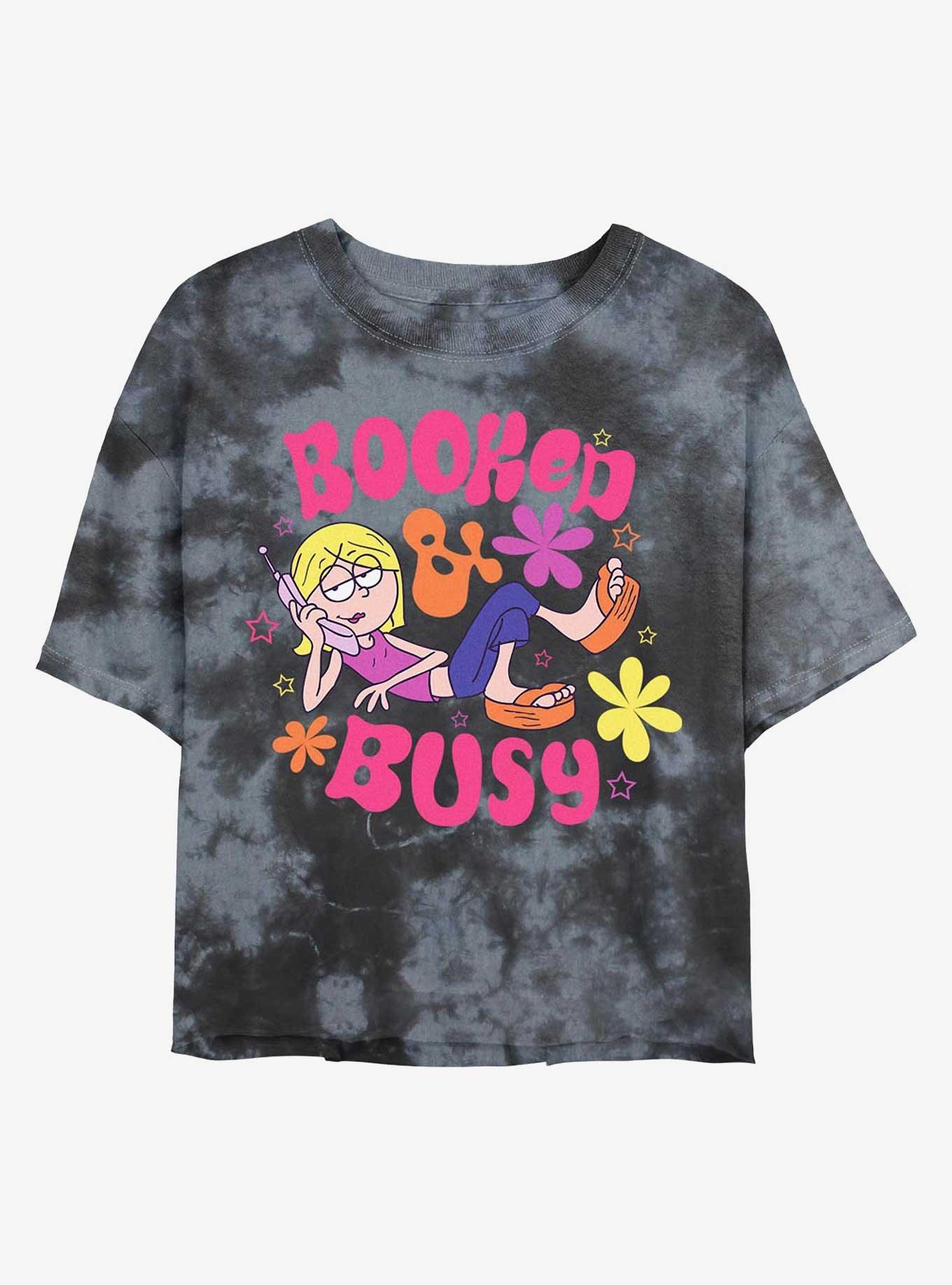 Disney Lizzie McGuire Totally Booked Tie Dye Crop Womens T-Shirt, BLKCHAR, hi-res