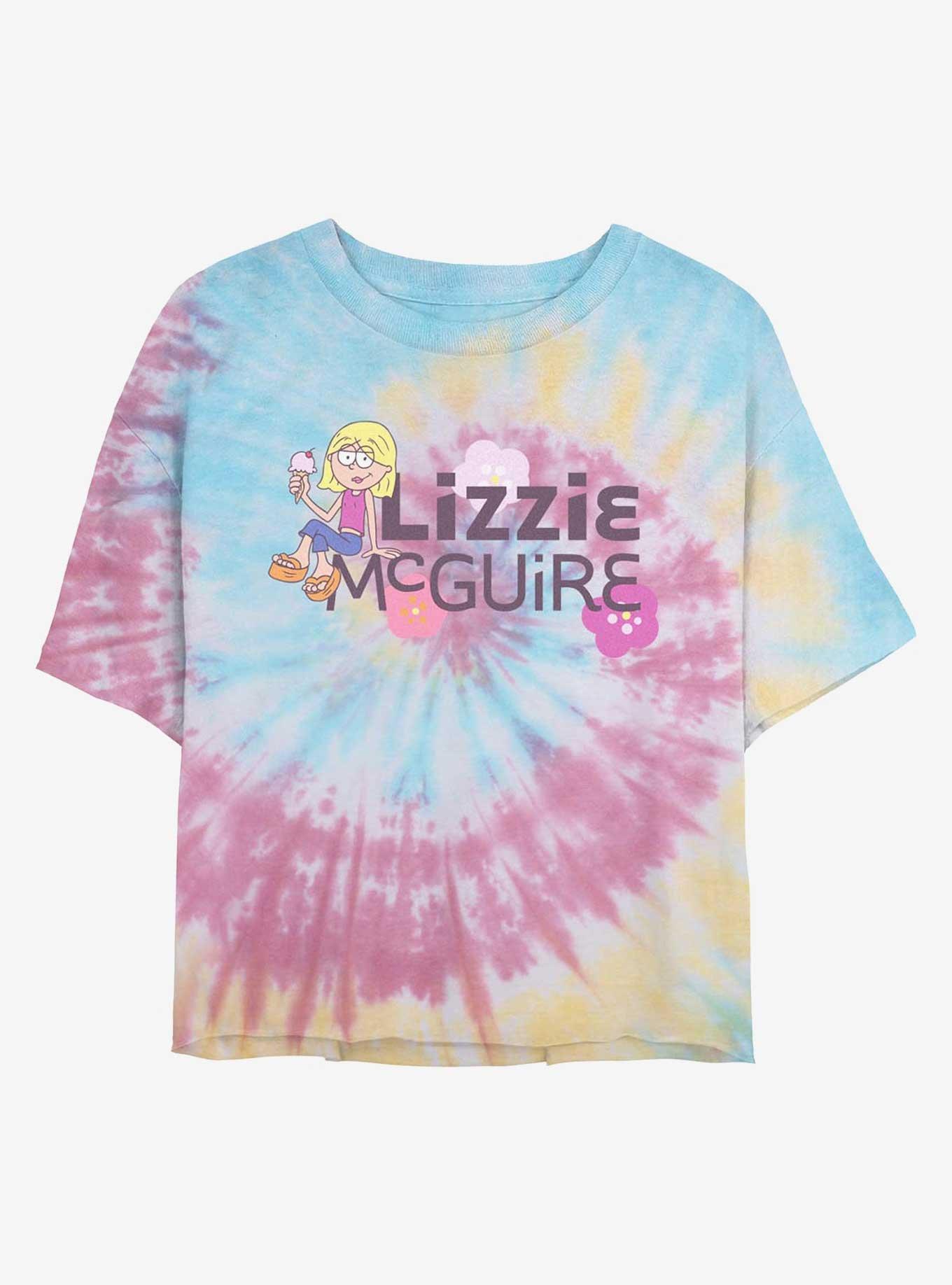 Disney Lizzie McGuire Logo Pop Tie Dye Crop Womens  T-Shirt, BLUPNKLY, hi-res